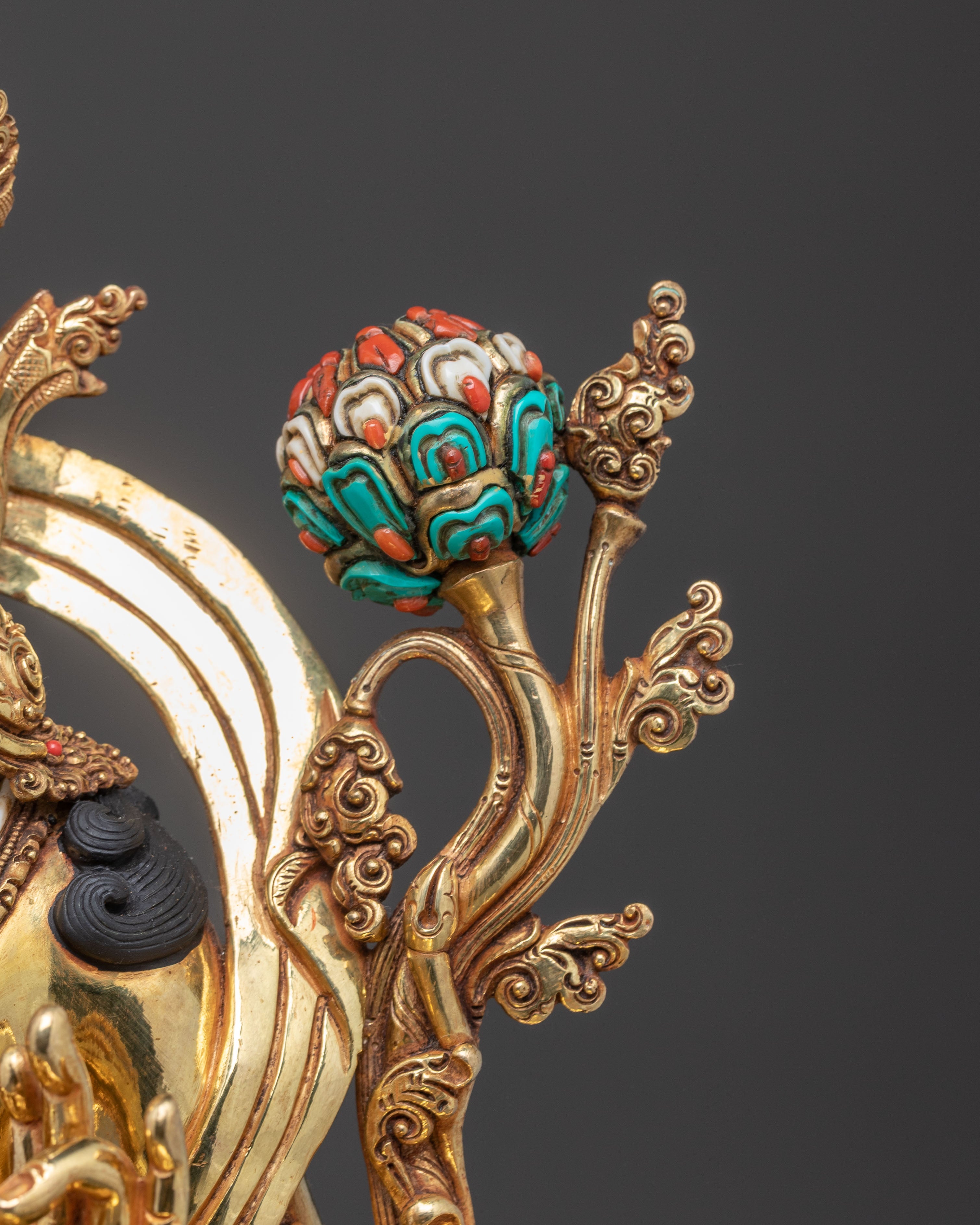 Himalayan Green Tara Golden Statue | Female Bodhisattva