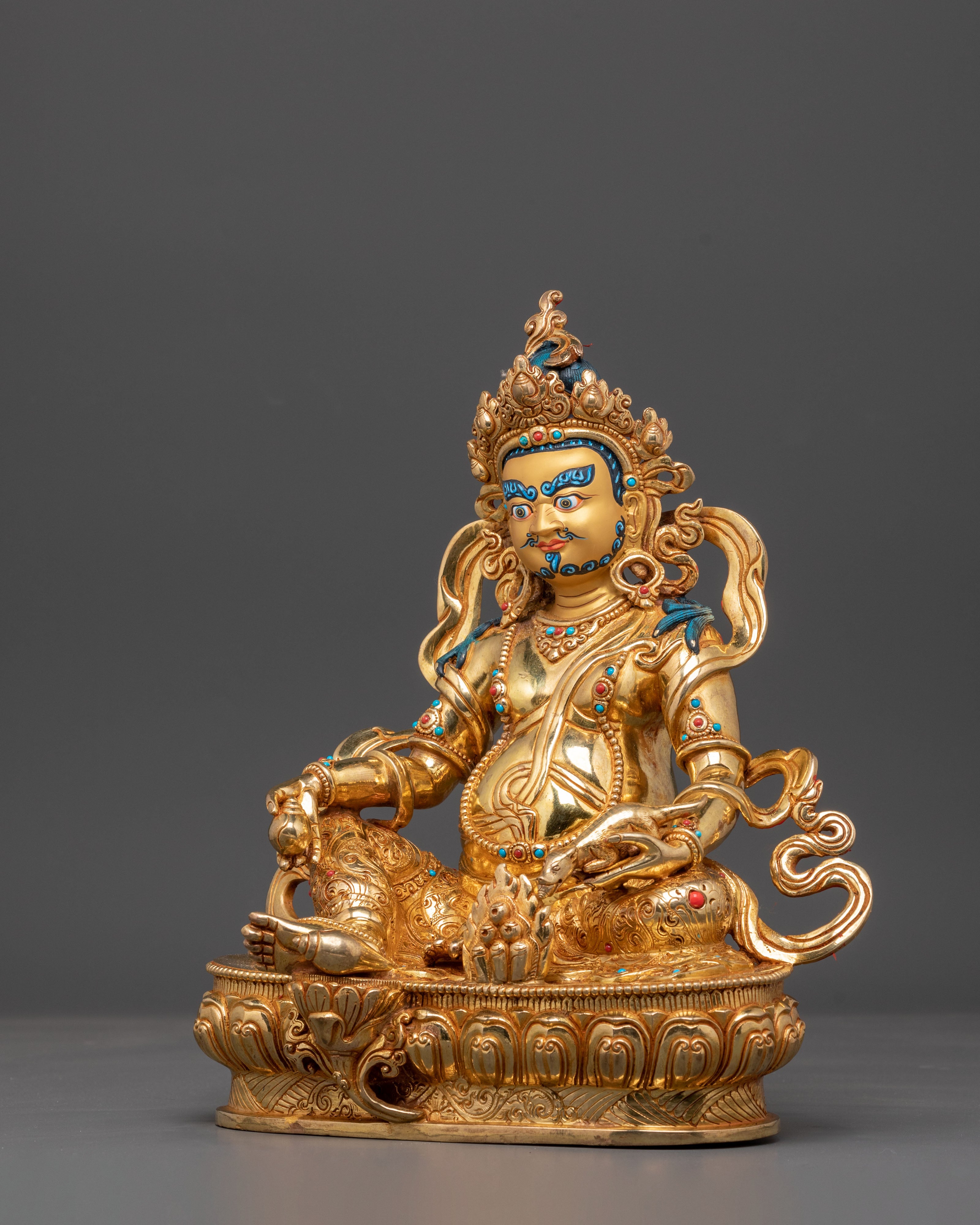Dzambhala Fortune Icon Tibetan Artwork | Wealth Deity Sculpture