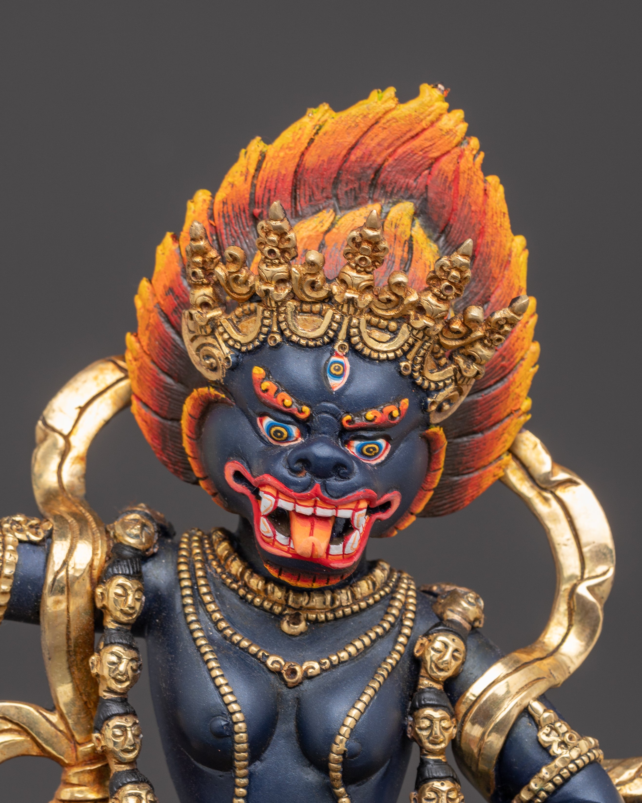 Handcrafted Dharma Protector Simhamukha Sculpture | Wrathful Guardian Deity