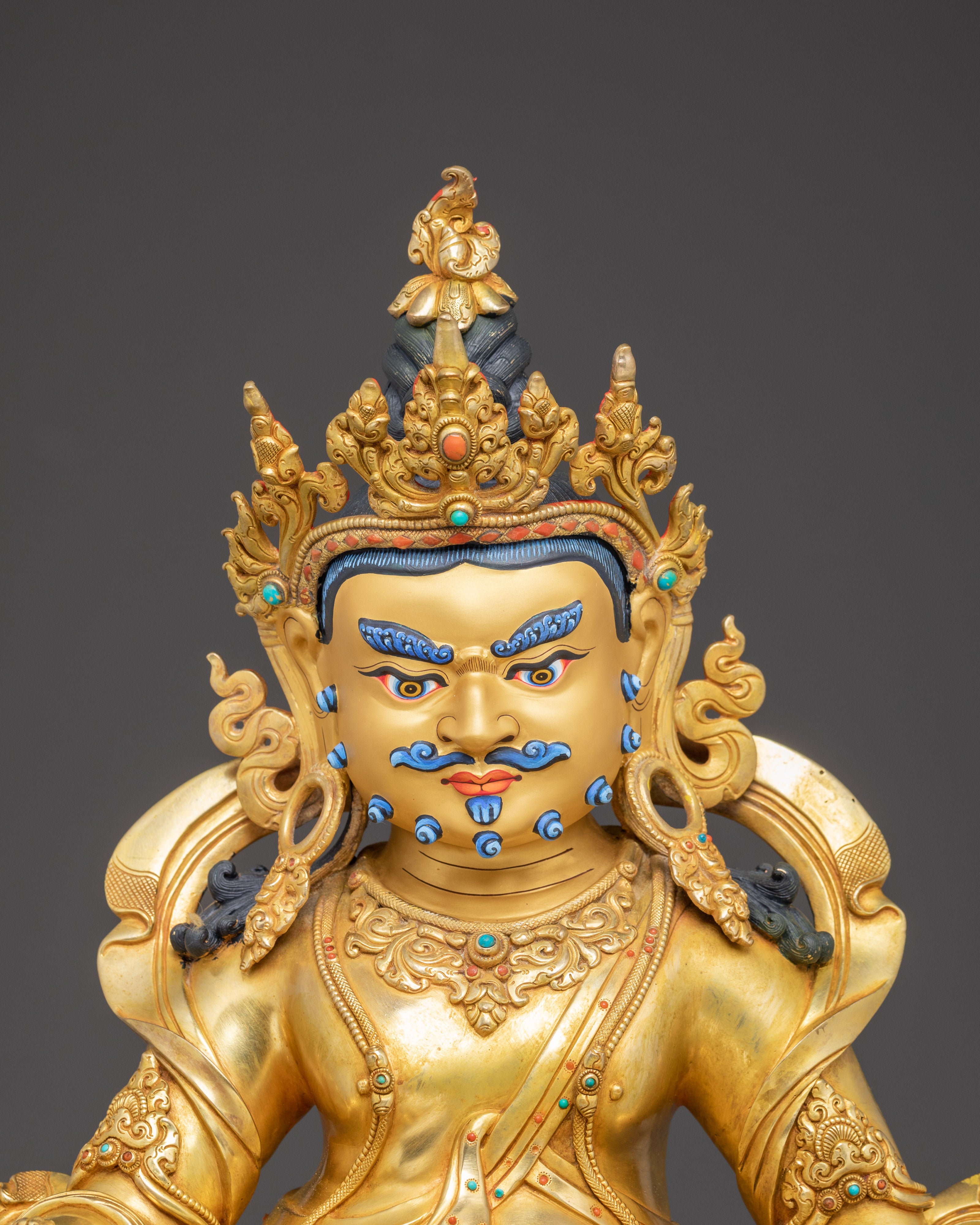 Handmade Statue of Abundance Icon Lord Dzambhala | Tibetan Wealth Deity