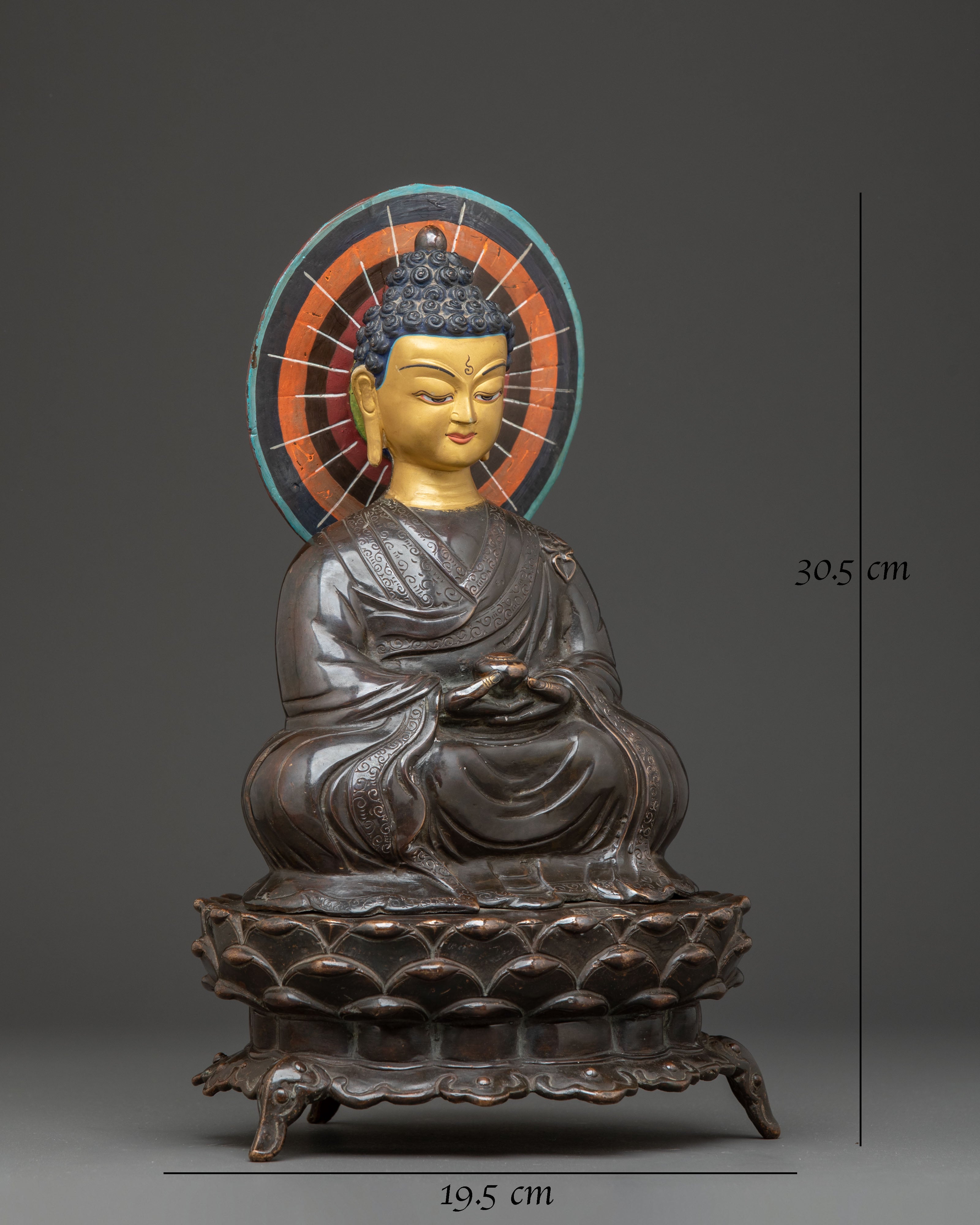 Oxidized Statue of Japanese Amitabha Buddha | Traditional Art