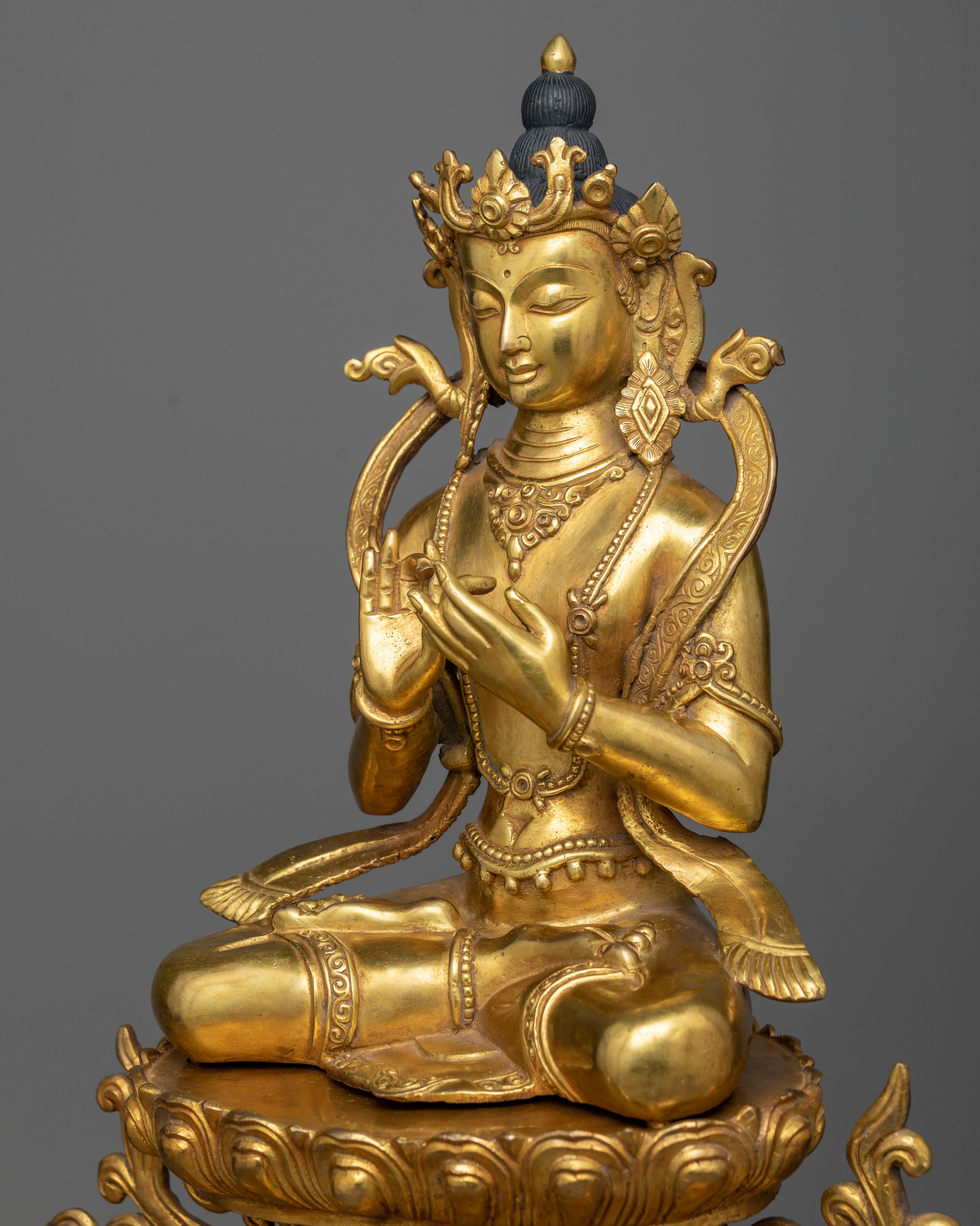 Vairocana Buddha Seated Upon a Snow Lion Statue | Beacon of Universal Illumination