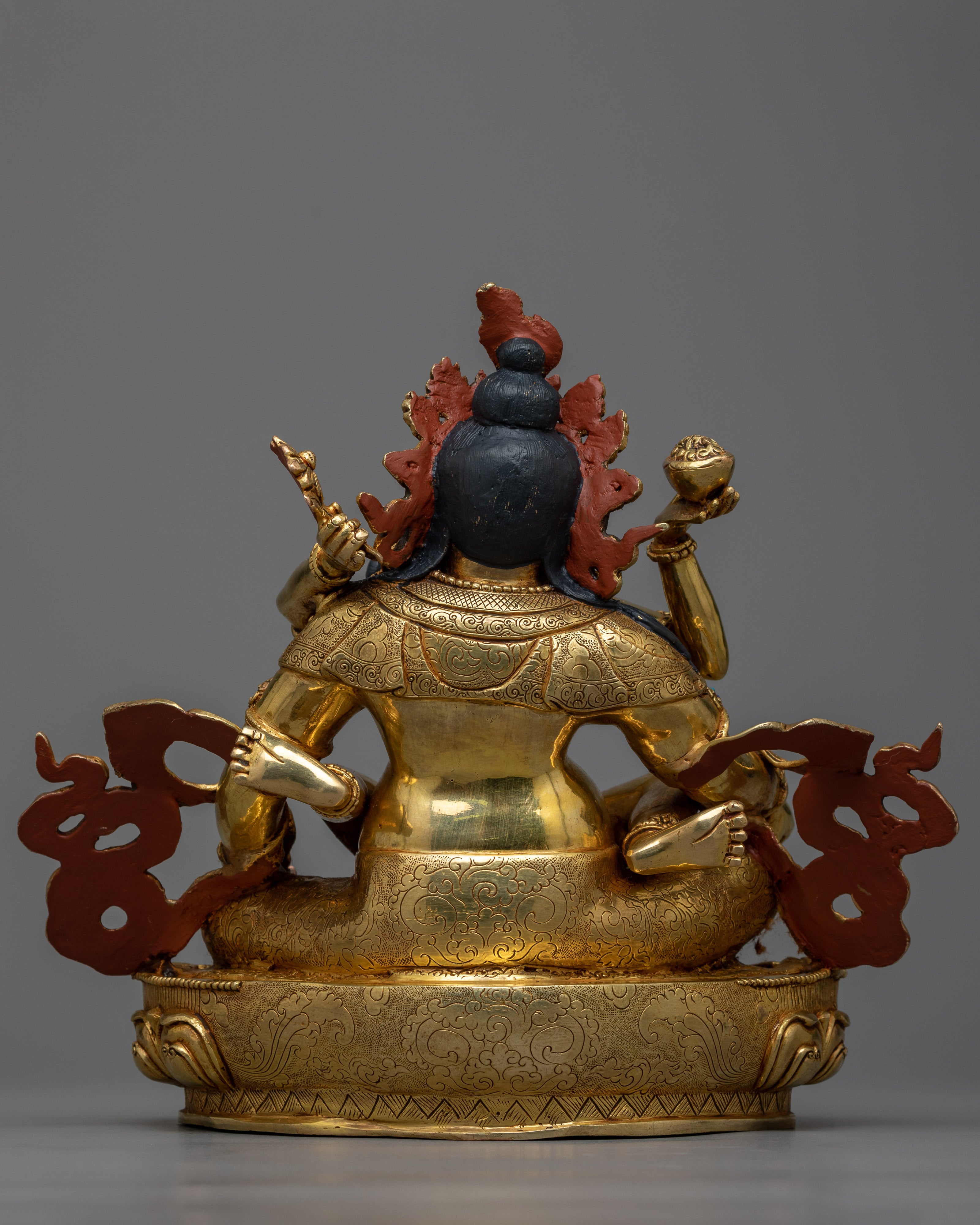 Green Dzambhala with Consort Sculpture | Symbol of Prosperity and Harmony