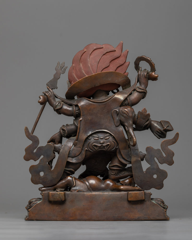 Six-Armed Mahakala Chocolate Oxidized Statue | Protector Deity of Tibetan Buddhism