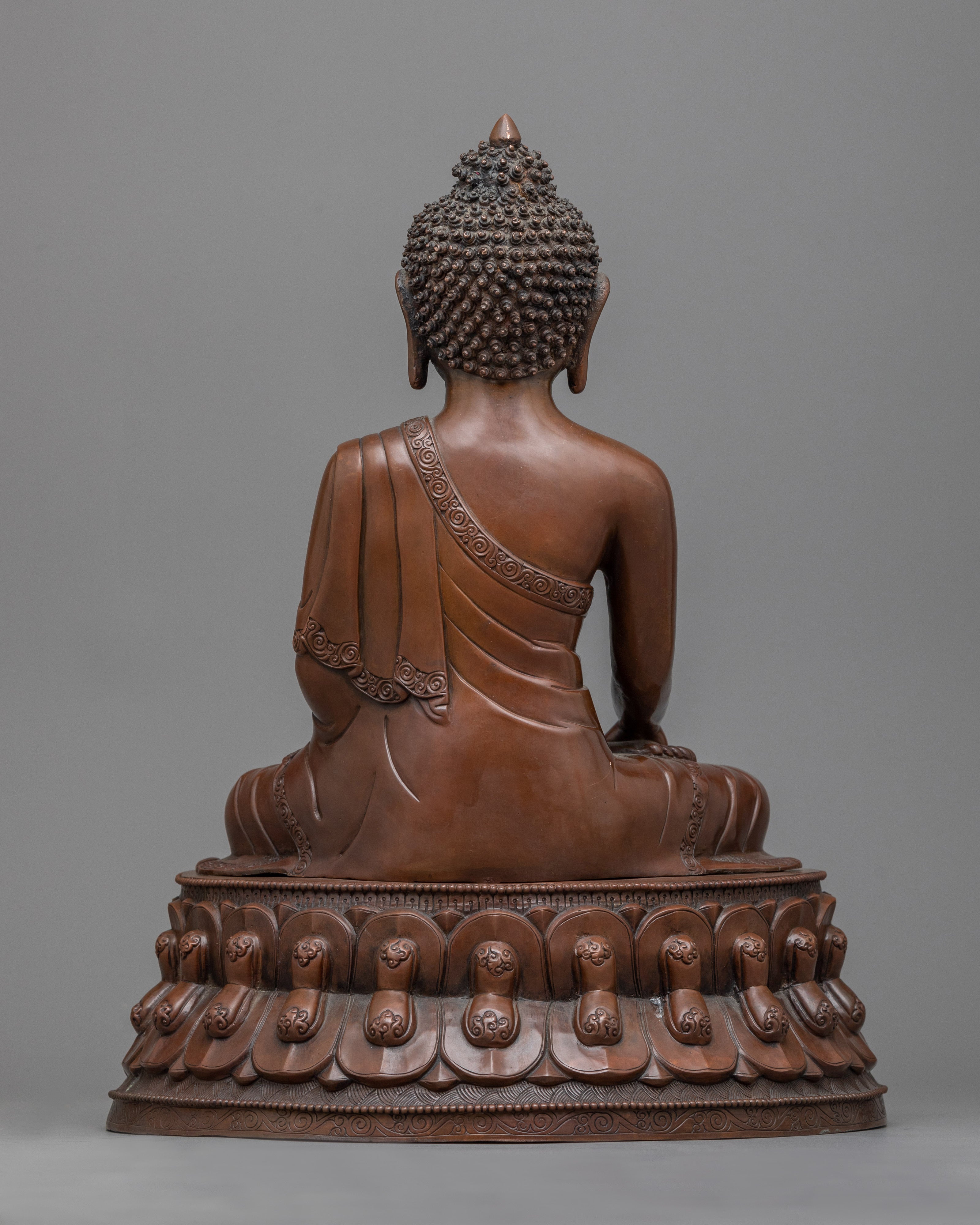 Happy Shakyamuni Buddha Statue | Serene Oxidized Copper Figure