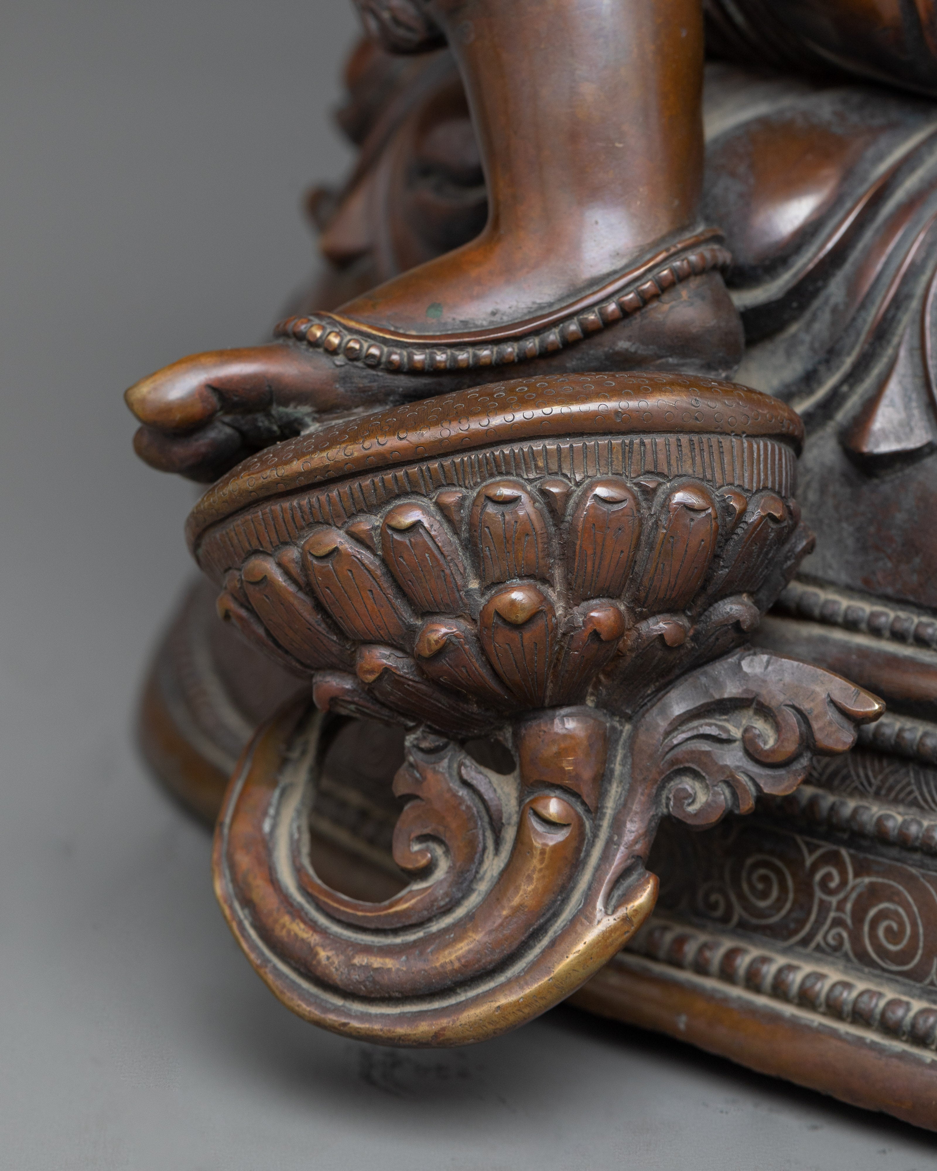 Sacred Arya Green Tara Oxidized Copper Idol | Beacon of Liberation