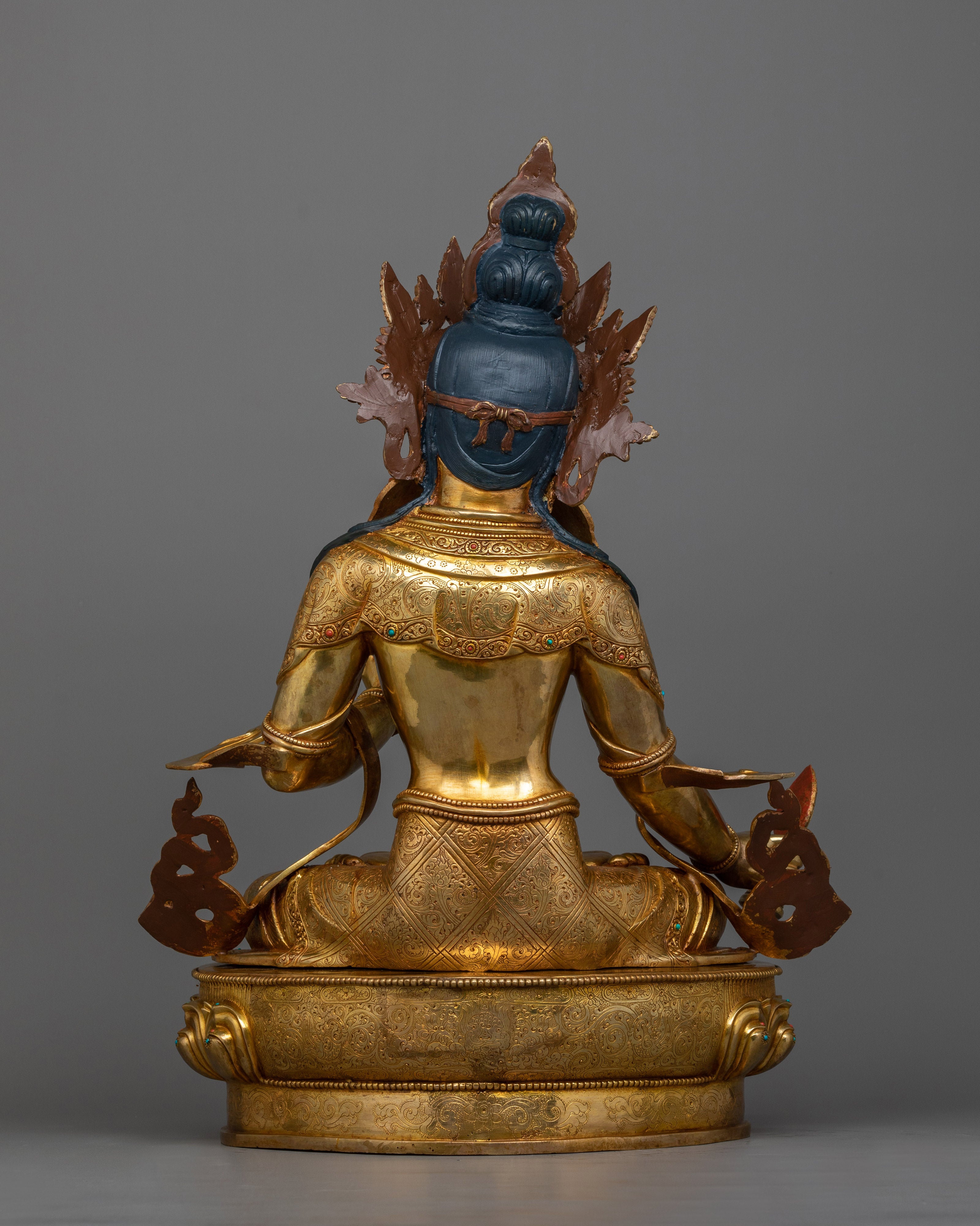 Magnificent Dukar Two-Armed Gold Gilded Statue | Protector of Harmony