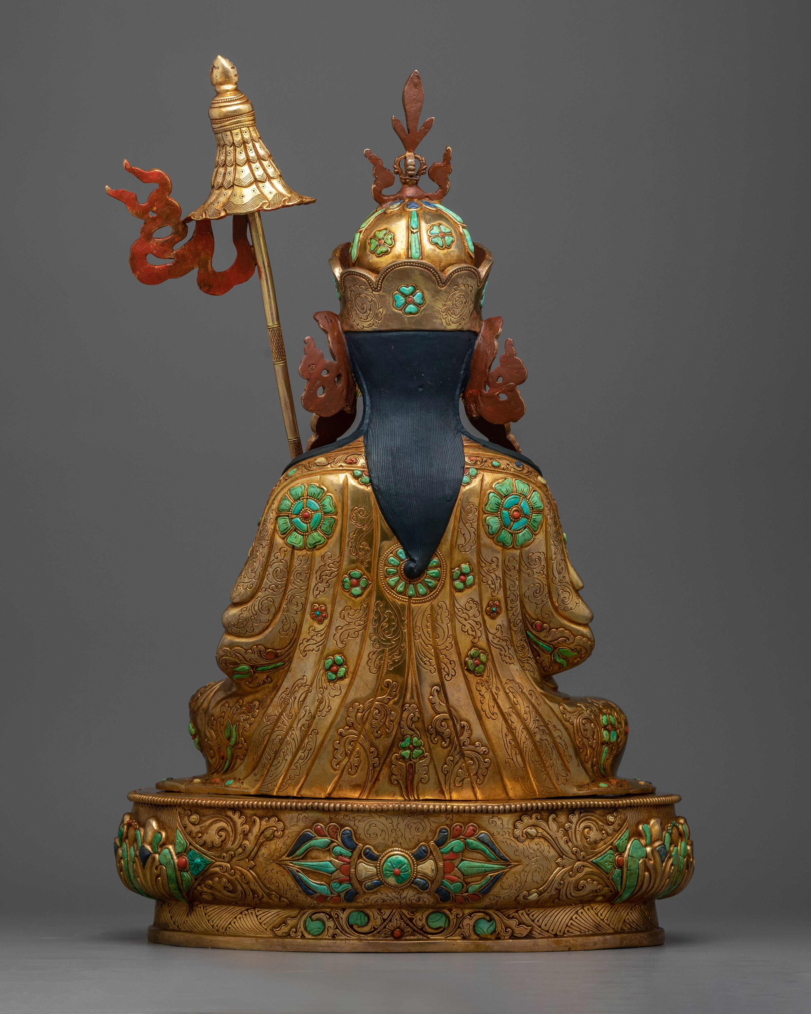 Sacred Guru Orgen Norlha Sculpture with Gemstones | Legacy of Spiritual Mastery