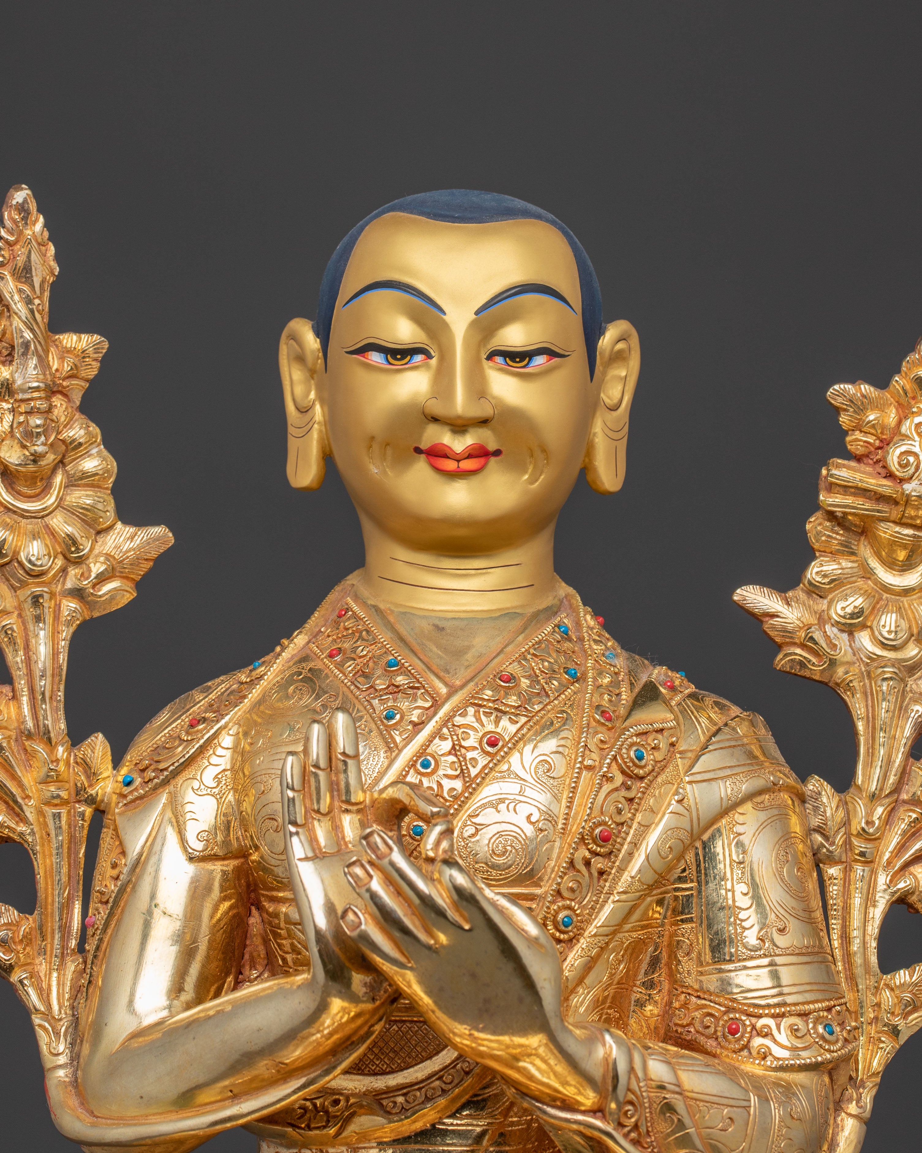Handmade Tsongkhapa, Je Gyaltsab, and Je Khedrup Statues Set | Three Principal Masters