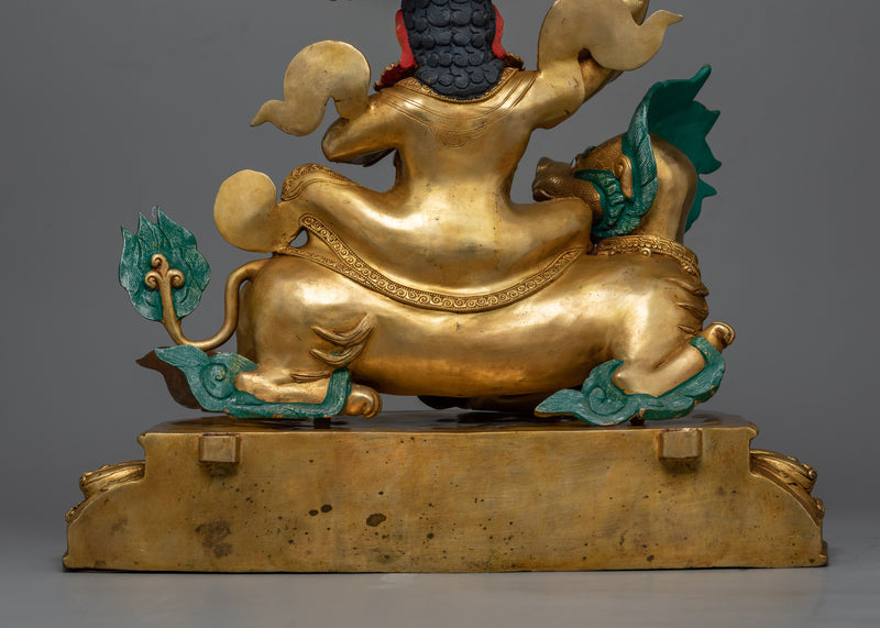 Magnificent Mahakala Dorje Legpa Gold Gilded Statue | Guardian of the Sacred