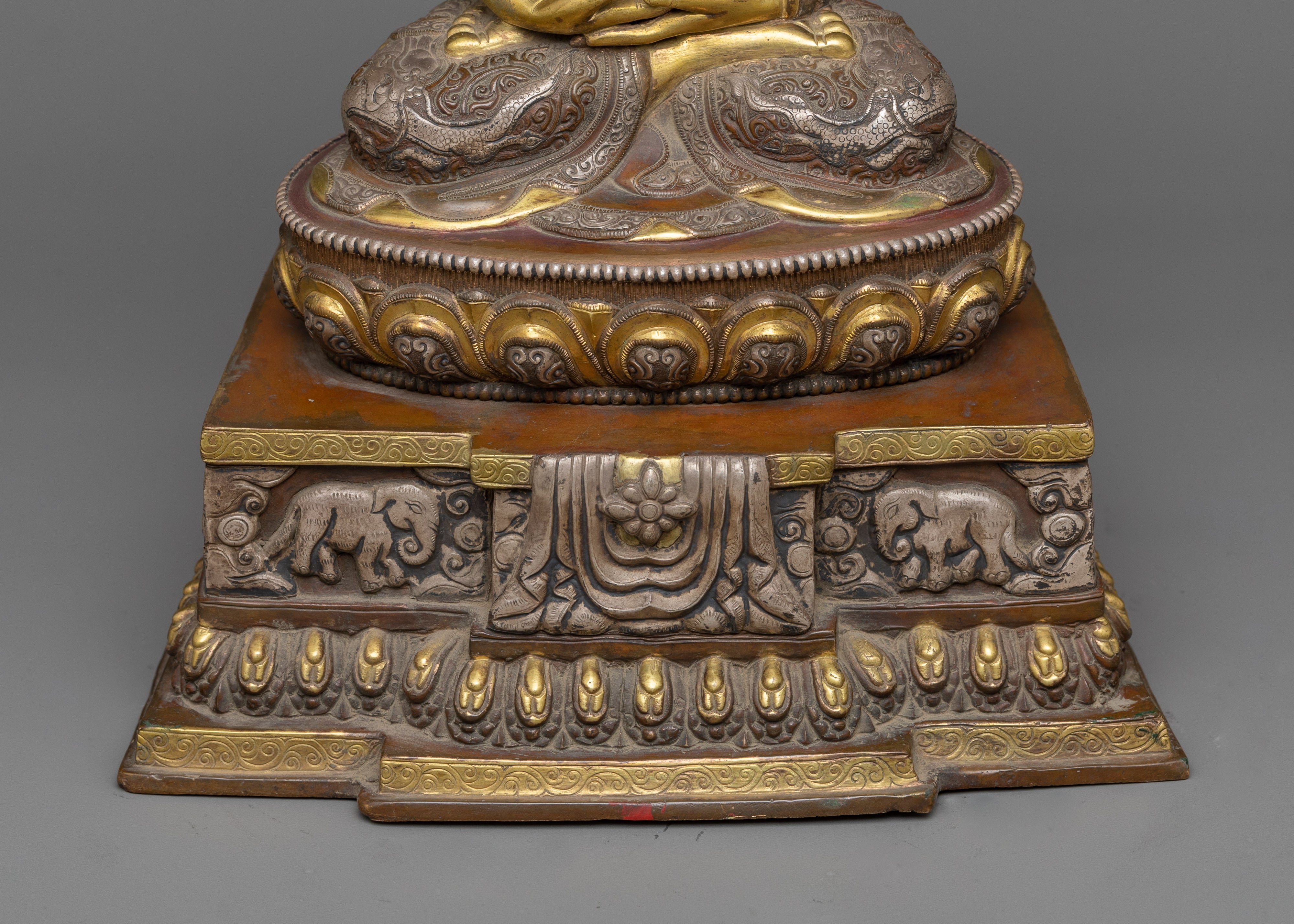Divine Buddha Amitabha Sculpture on Lotus Throne | A Beacon of Infinite Light