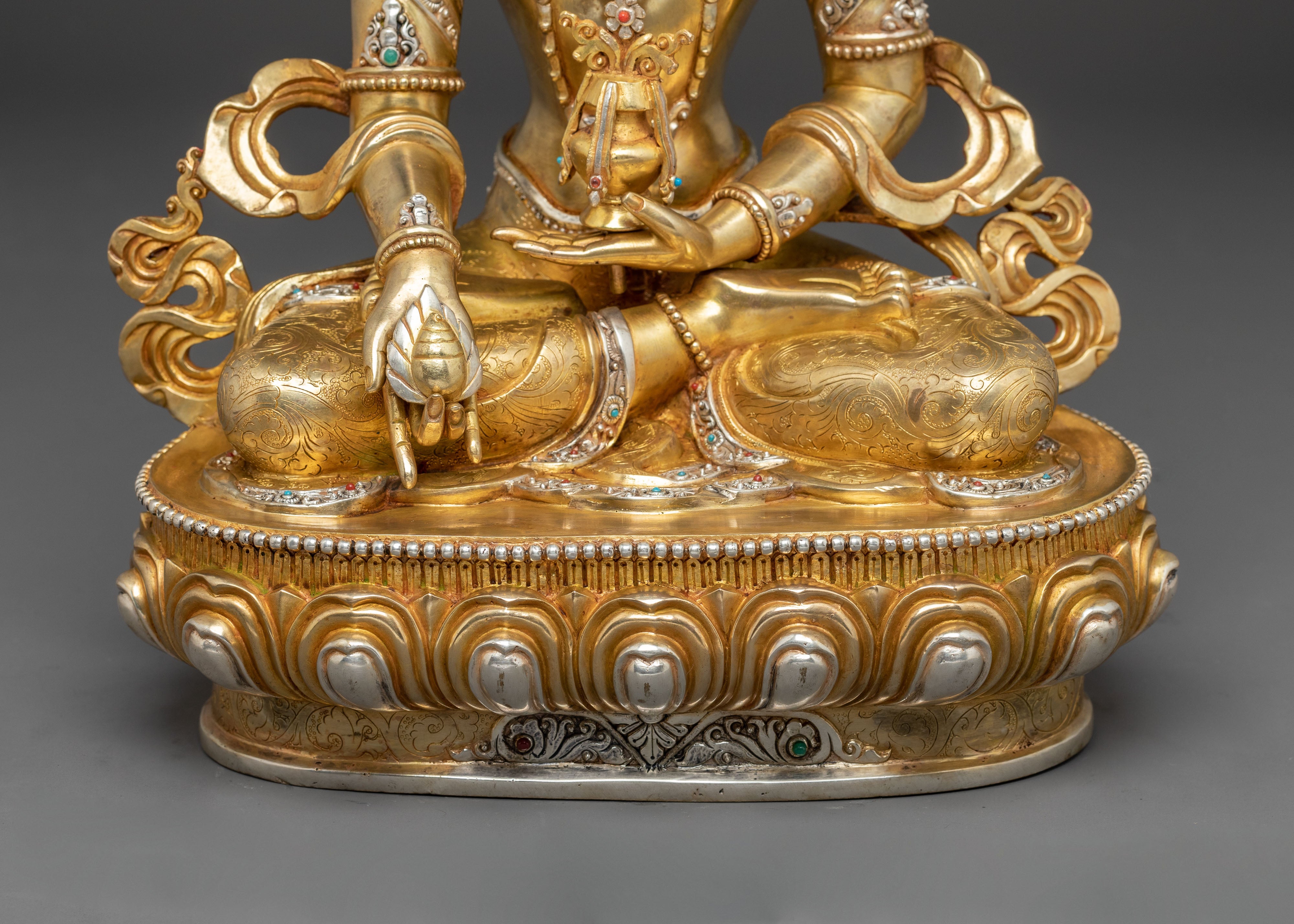 Golden Kshitigarbha Statue: Divine Bodhisattva Deity