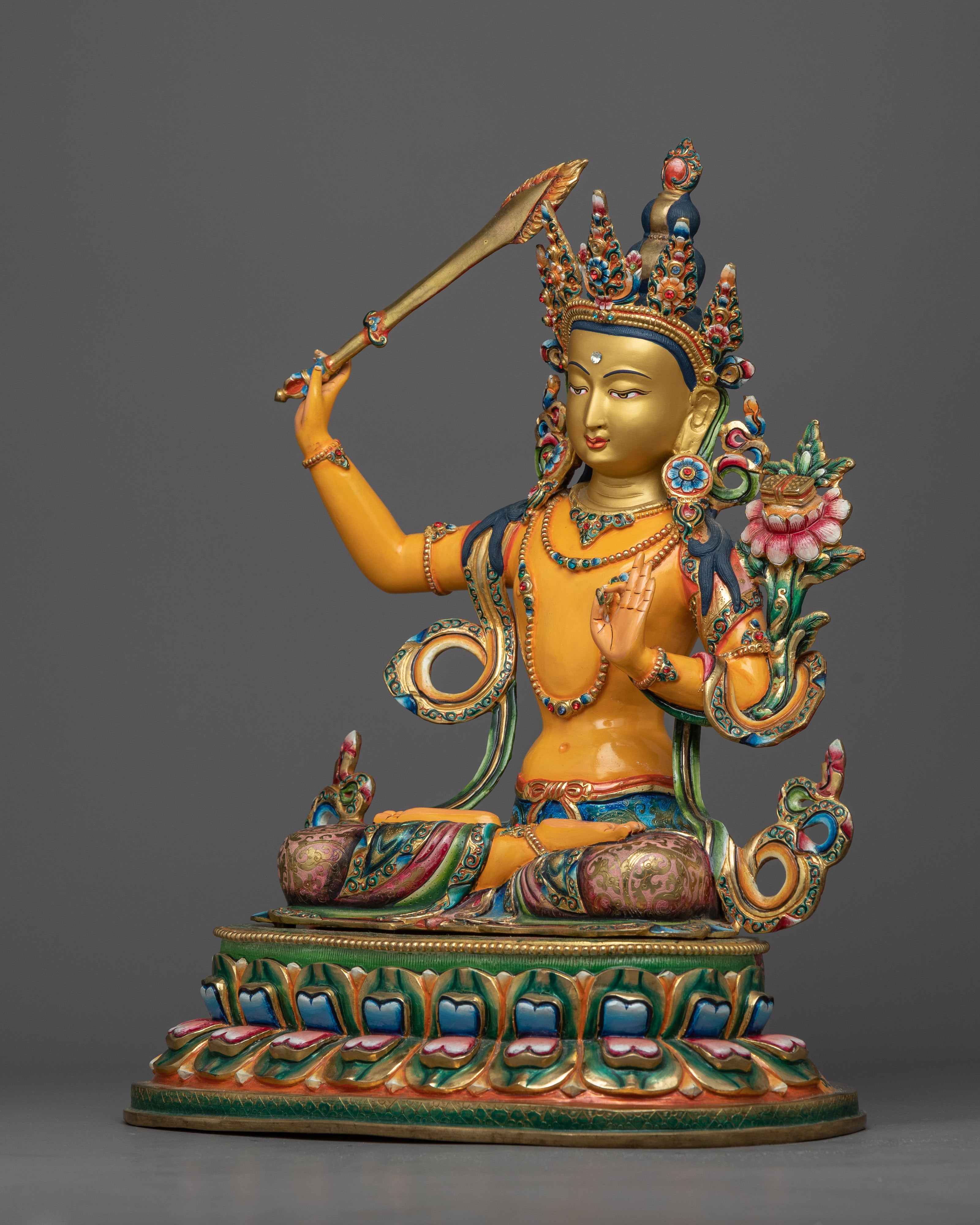 manjushri-bodhisattva-colored-sculpture