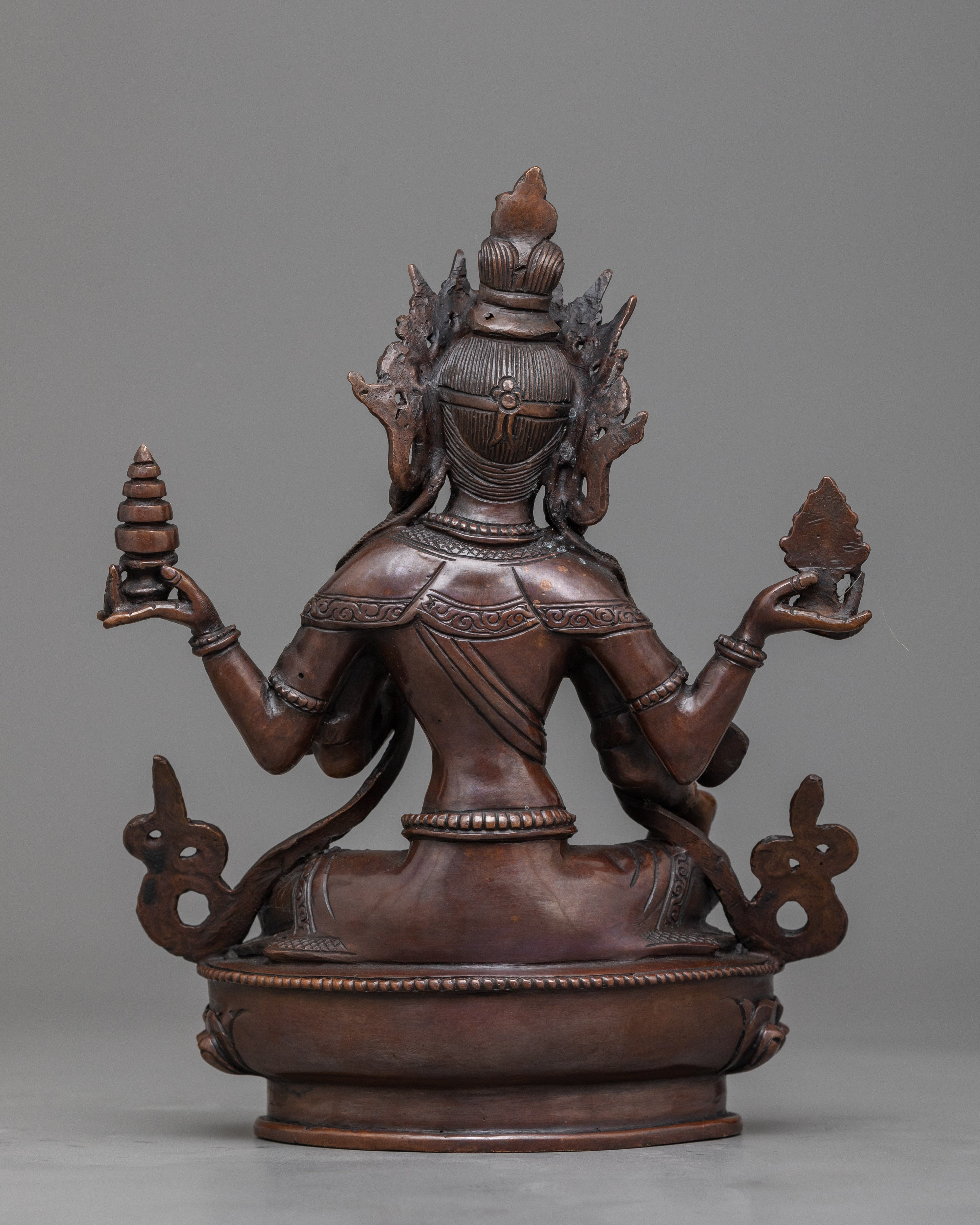 Graceful Laxmi Oxidized Copper Statue | Goddess of Wealth and Prosperity
