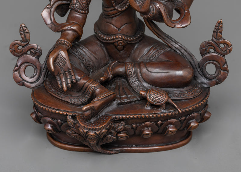 Graceful Laxmi Oxidized Copper Statue | Goddess of Wealth and Prosperity