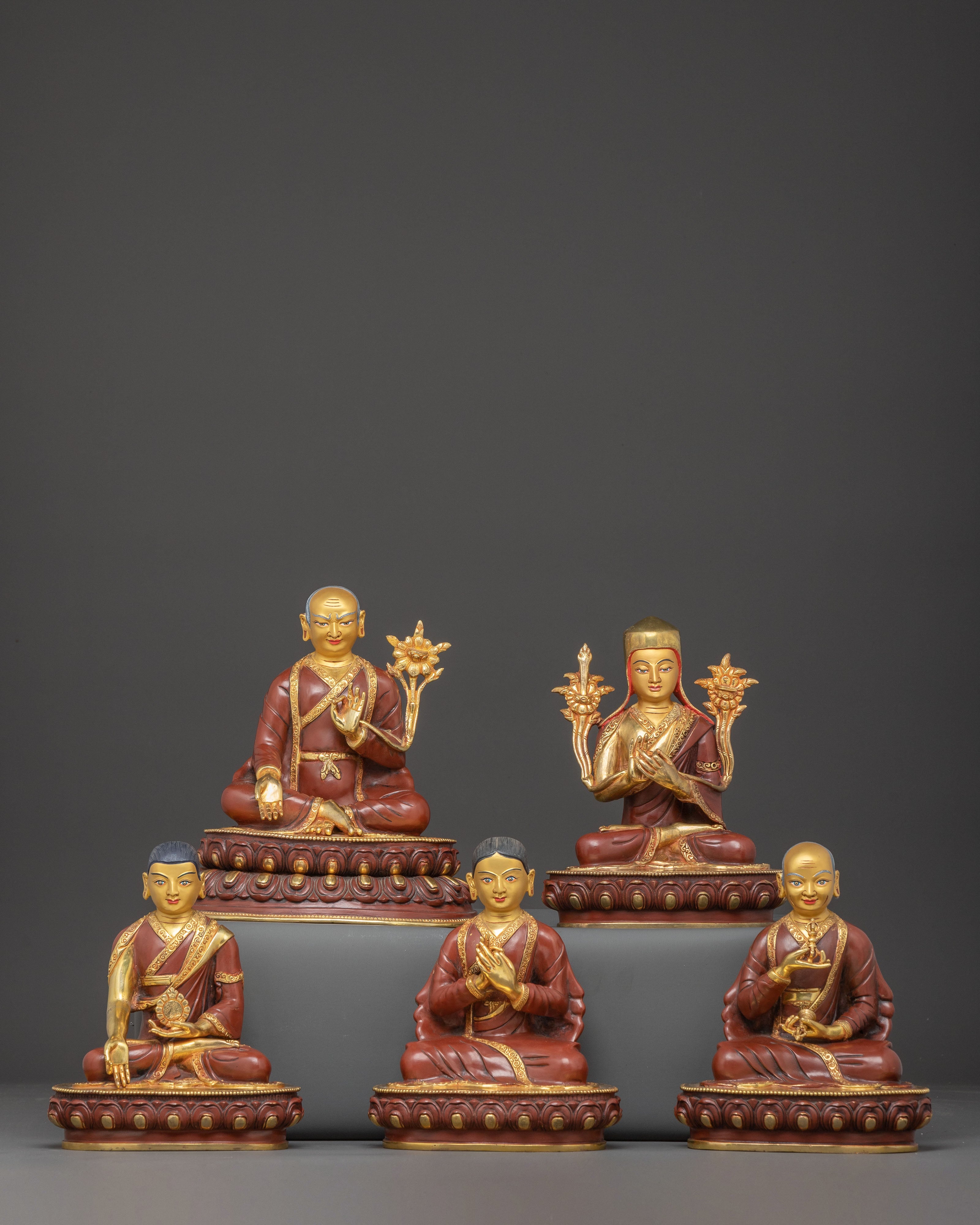 Revered Sakya Masters Statue Set | Traditional Himalayan Art