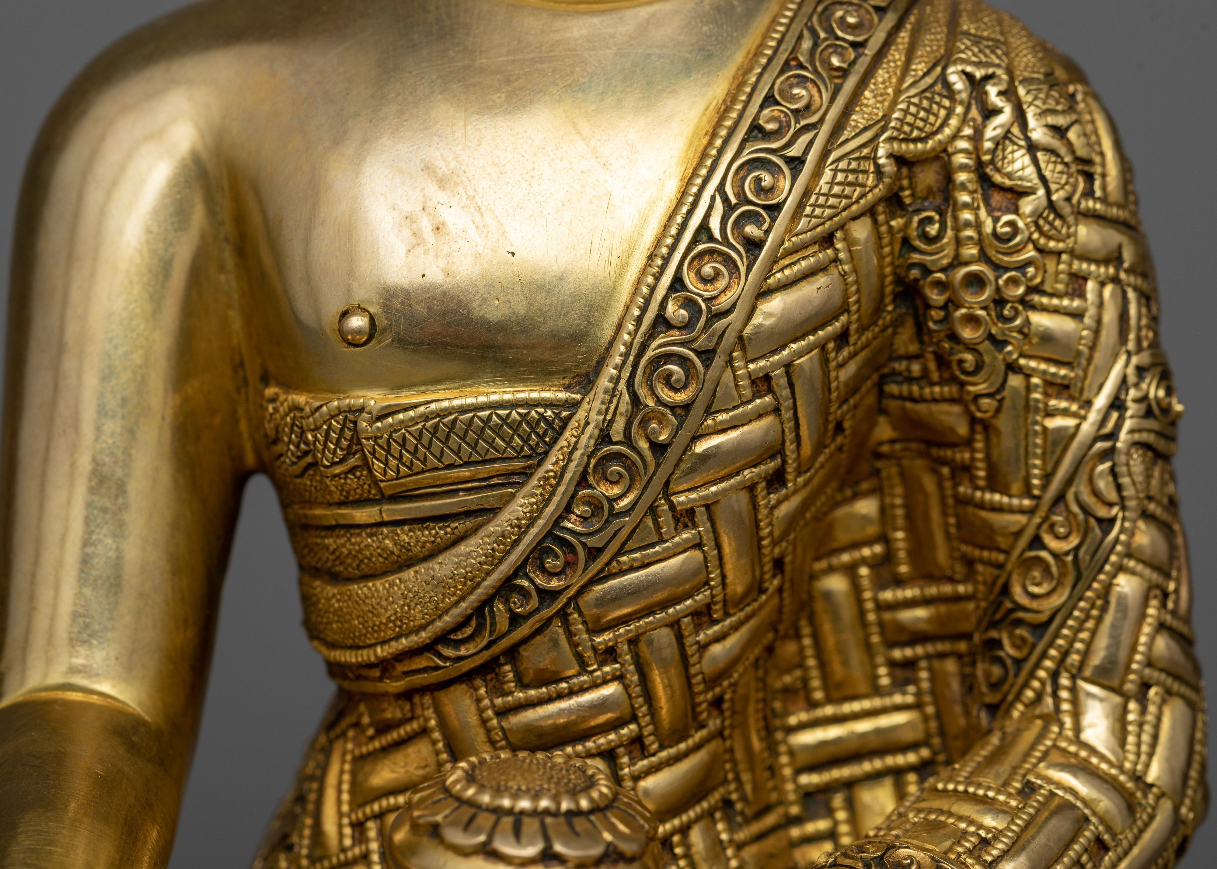 Historical Buddha Gold Gilded Sculpture | Beacon of Peace and Wisdom