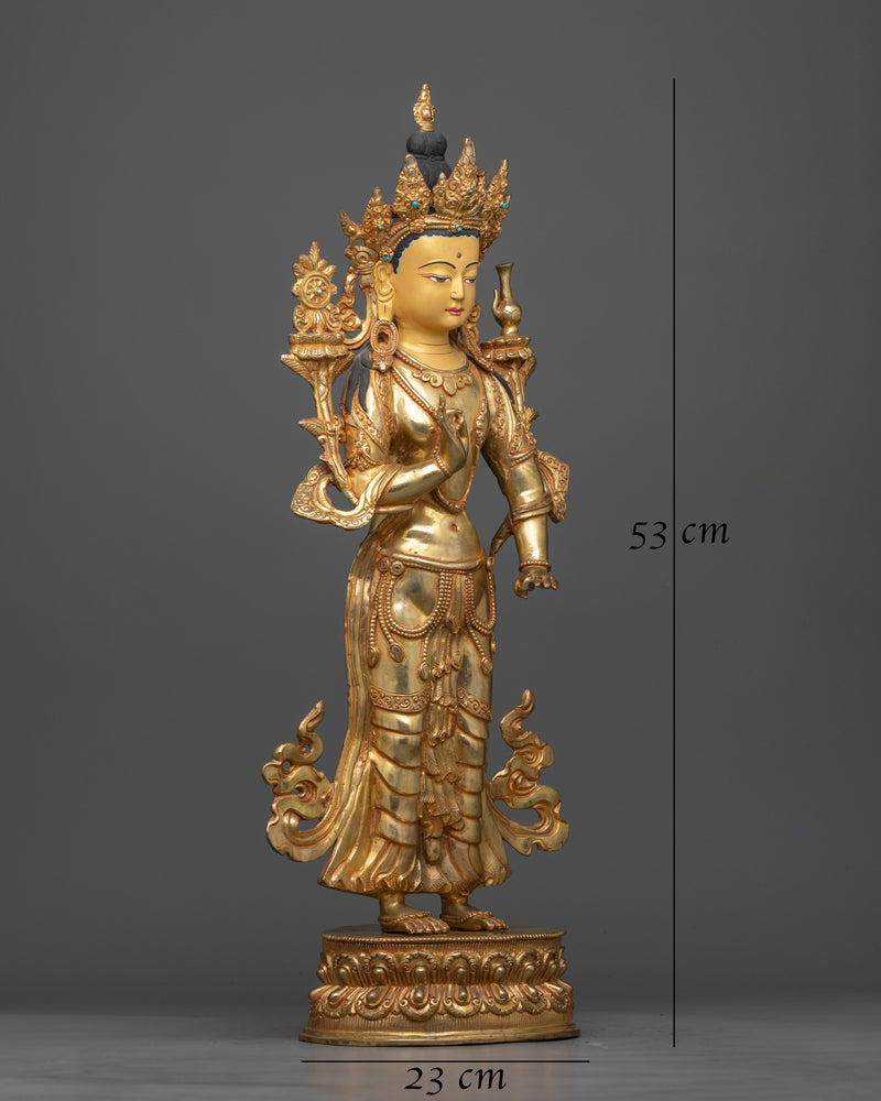 maitreya Buddha copper sculpture