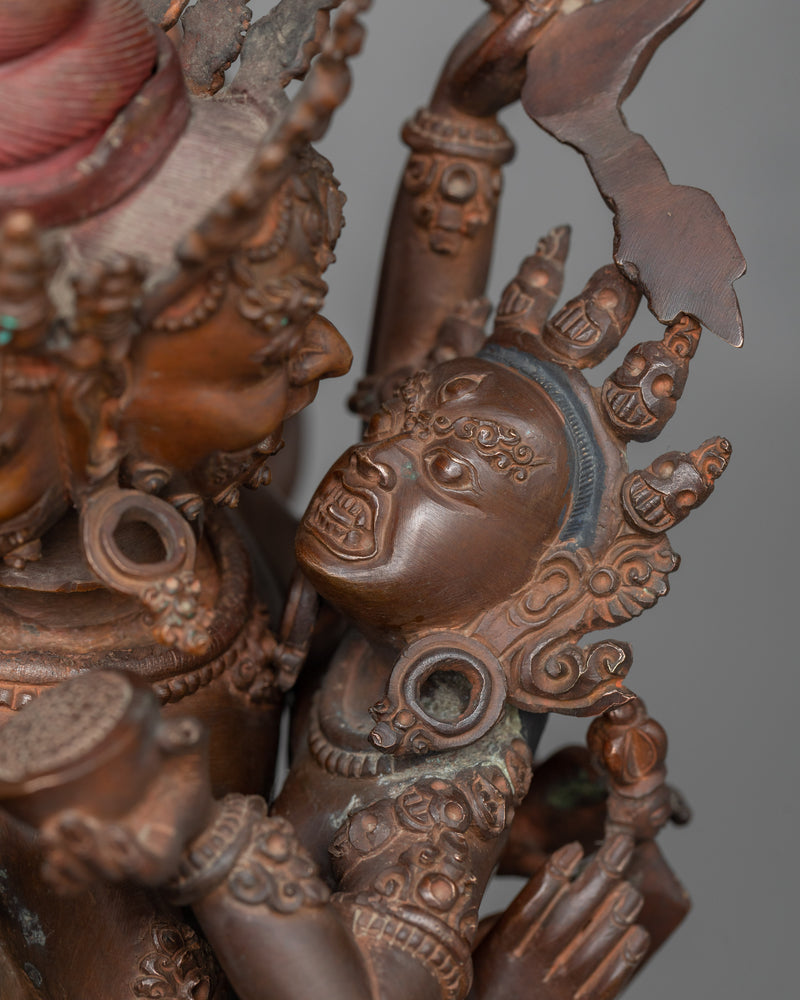 Vajrakilaya with Consort in Oxidized Copper | Divine Union of Spirituality