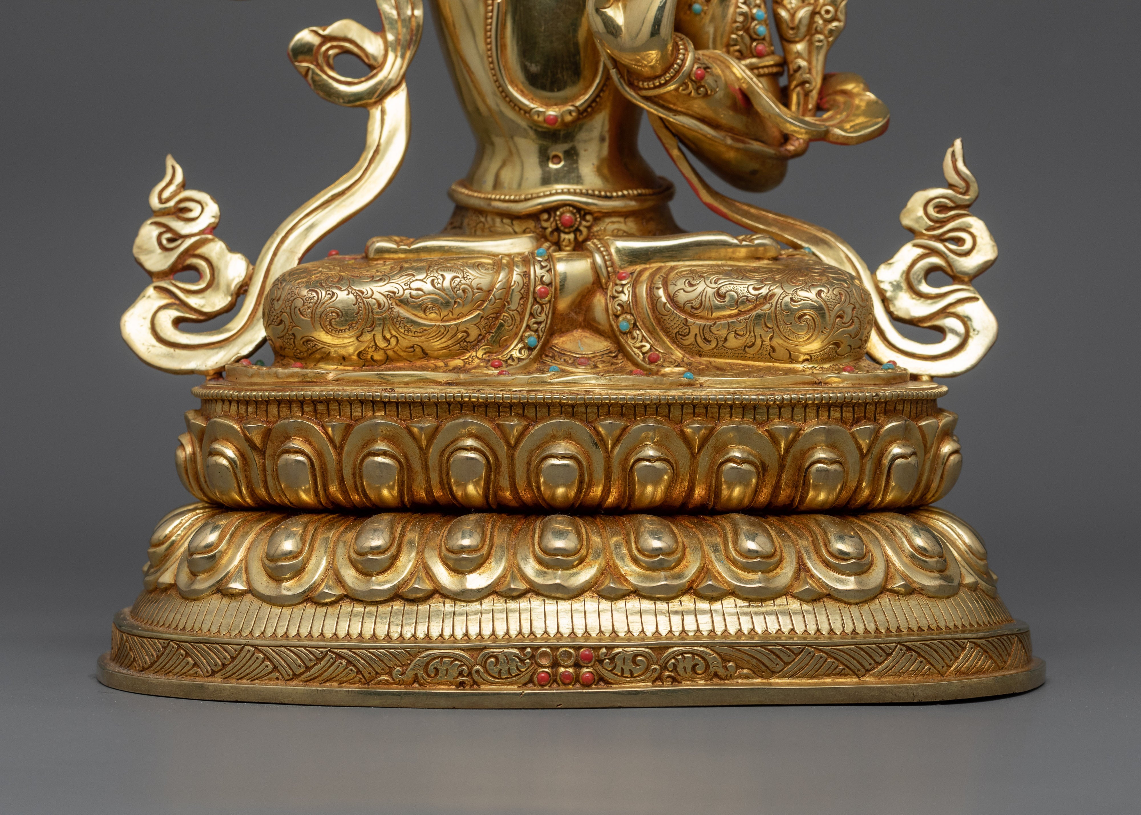 Statue of Manjushri | Wisdom's Radiance in 24k Gold Coat