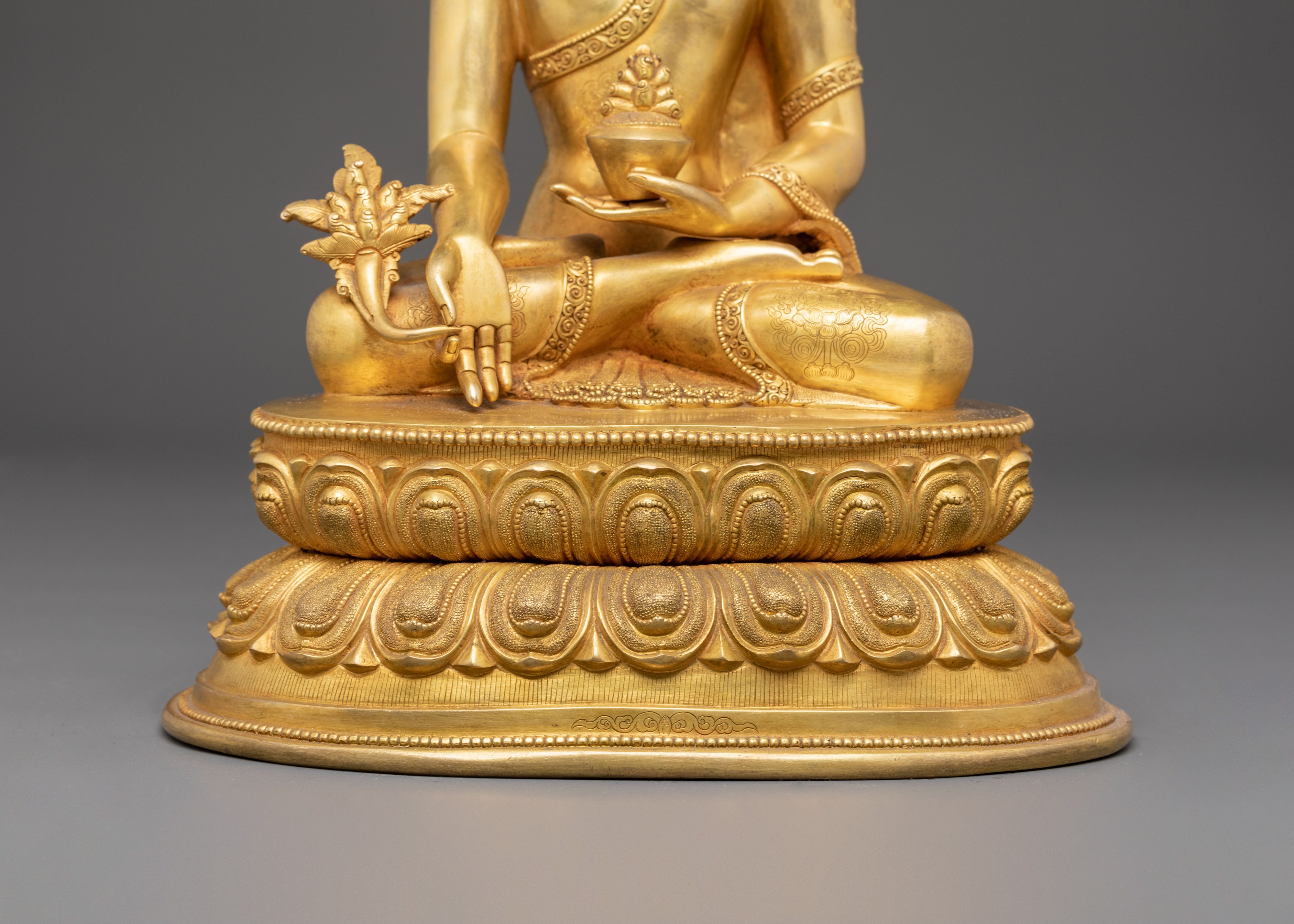 Handmade Serene Healer Medicine Buddha Bhaisajyaguru Art | Tibetan Healing Deity