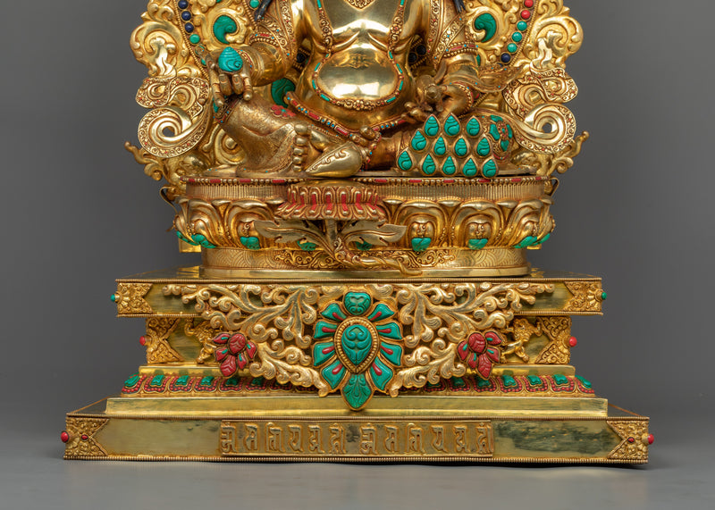 Dzambhala The Buddha of Wealth | Seated on a Gemstone Decorated Throne