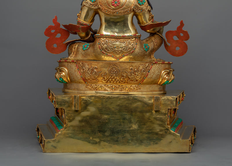 Dzambhala The Buddha of Wealth | Seated on a Gemstone Decorated Throne