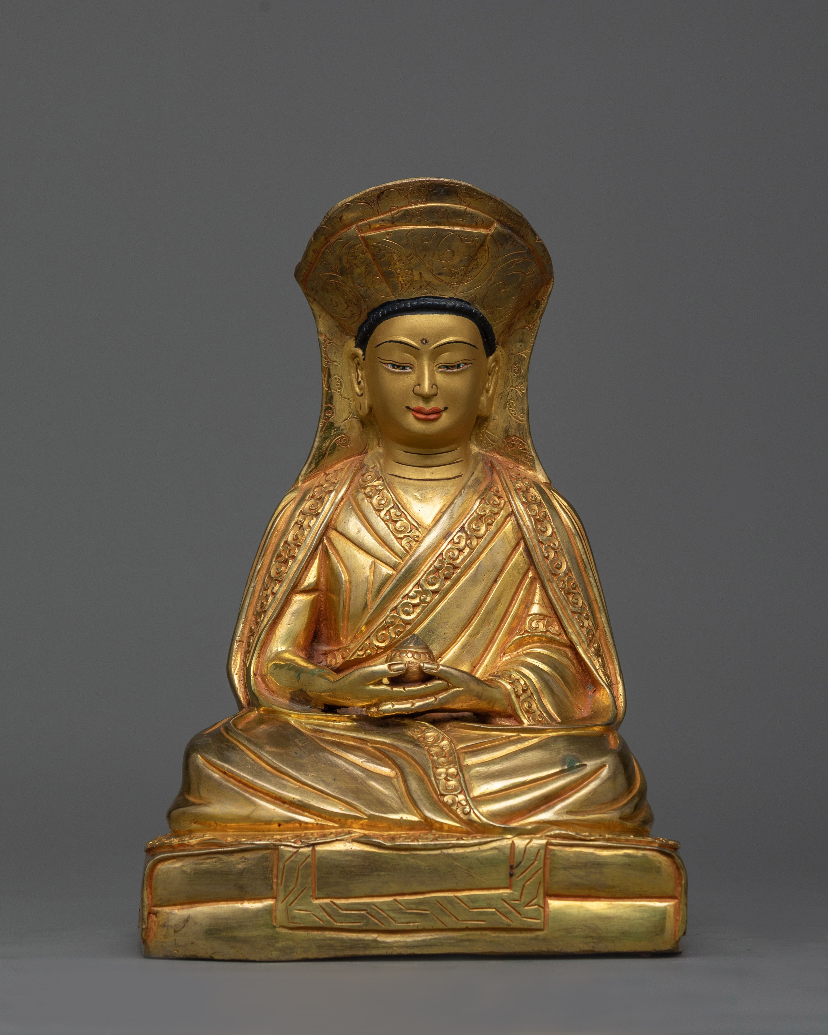 Marpa, Milarepa, Gampopa Set in Gilded Harmony | The Lineage of Enlightenment