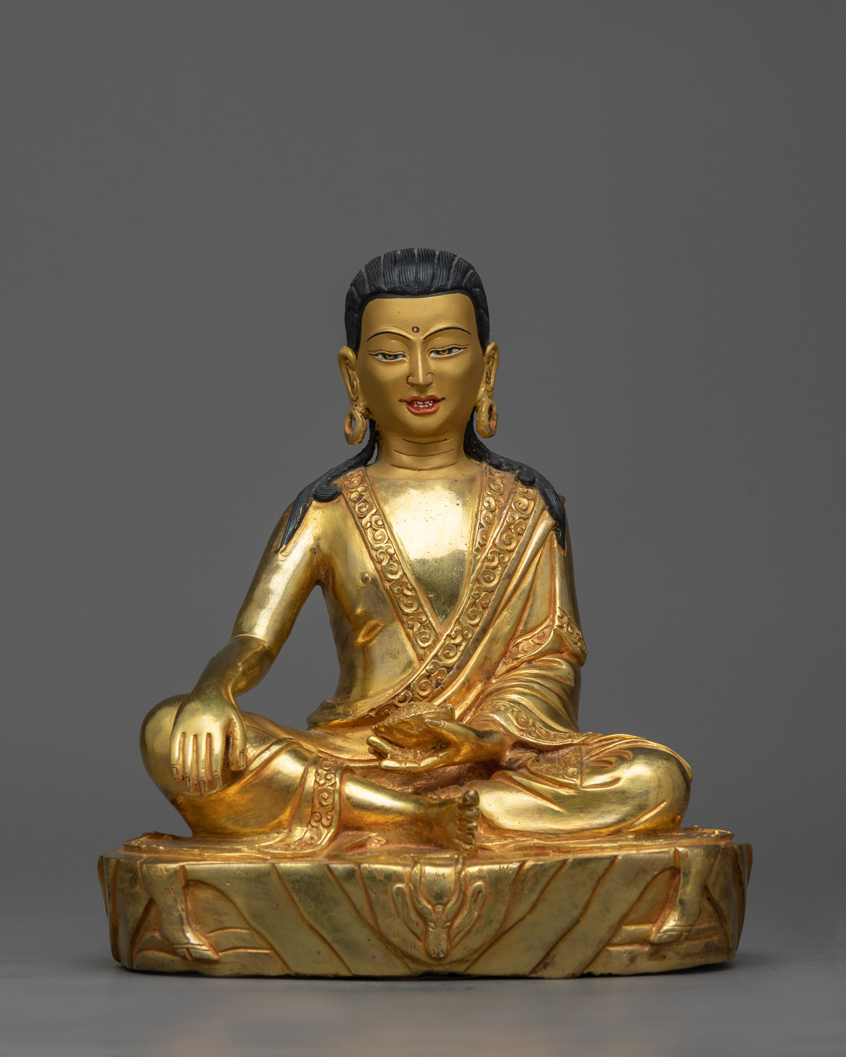 Marpa, Milarepa, Gampopa Set in Gilded Harmony | The Lineage of Enlightenment