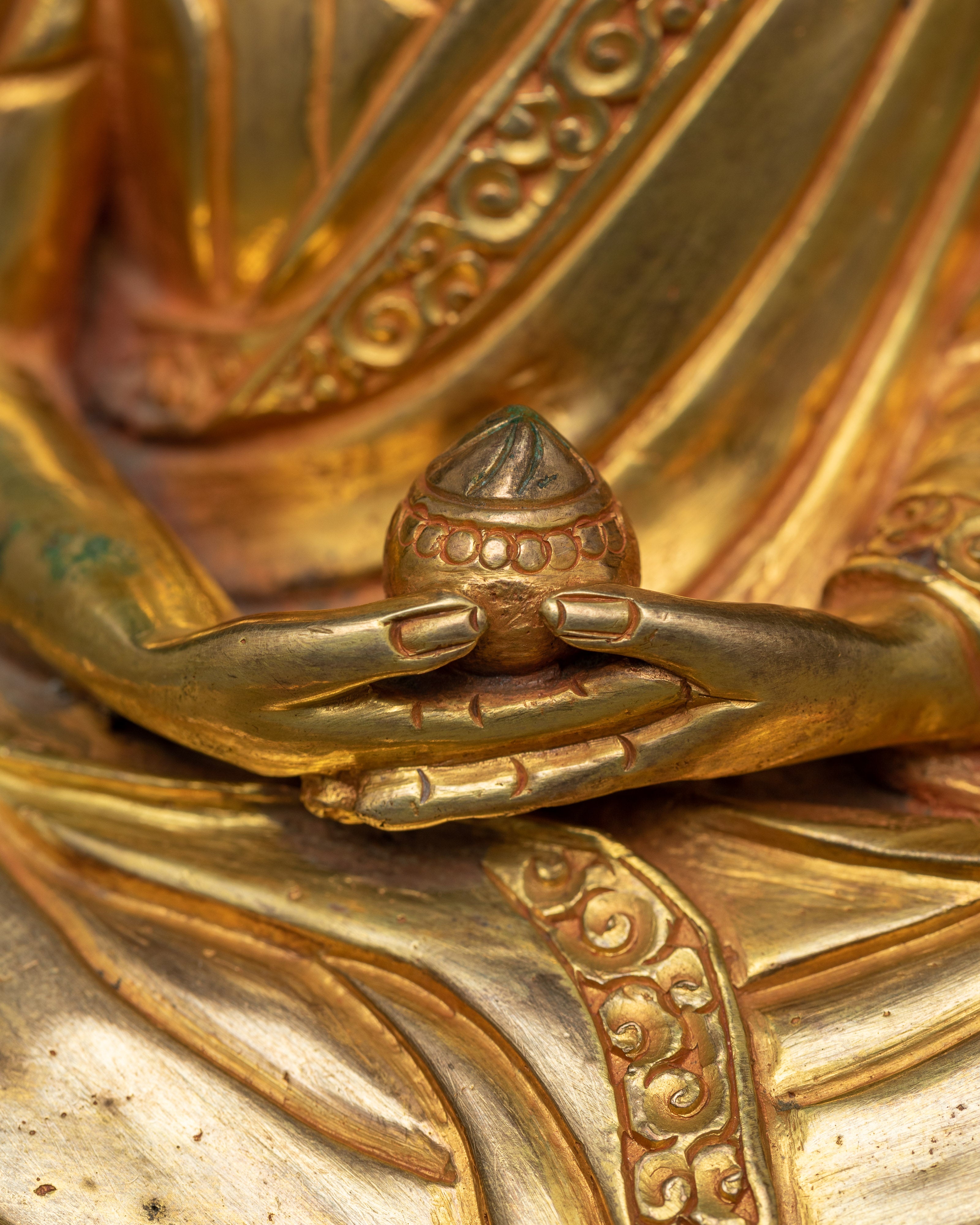 Marpa, Milarepa, Gampopa Set in Gilded Harmony | The Lineage of Enlightenment