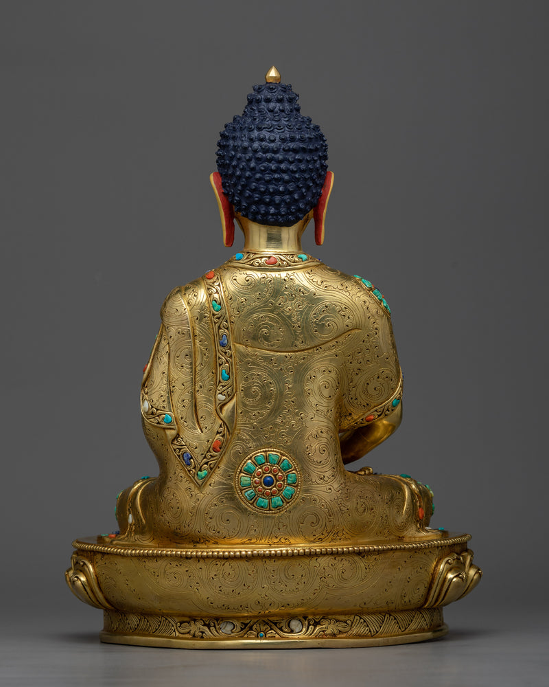 Statue of Buddha Amitabha | 24K Gold and Gemstone Majesty