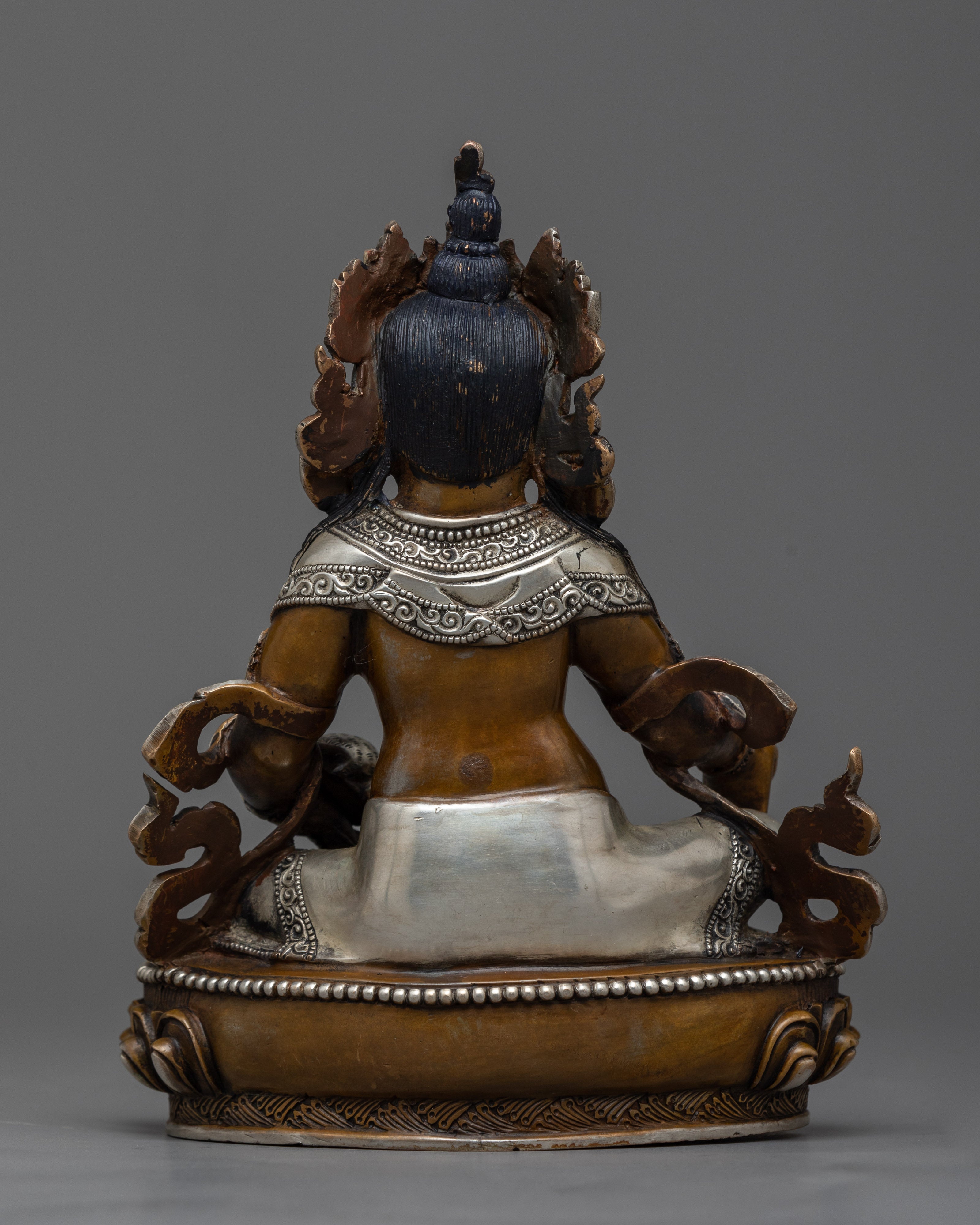 Nepalese Dzambhala Sculpture | Silver-Plated Wealth Deity