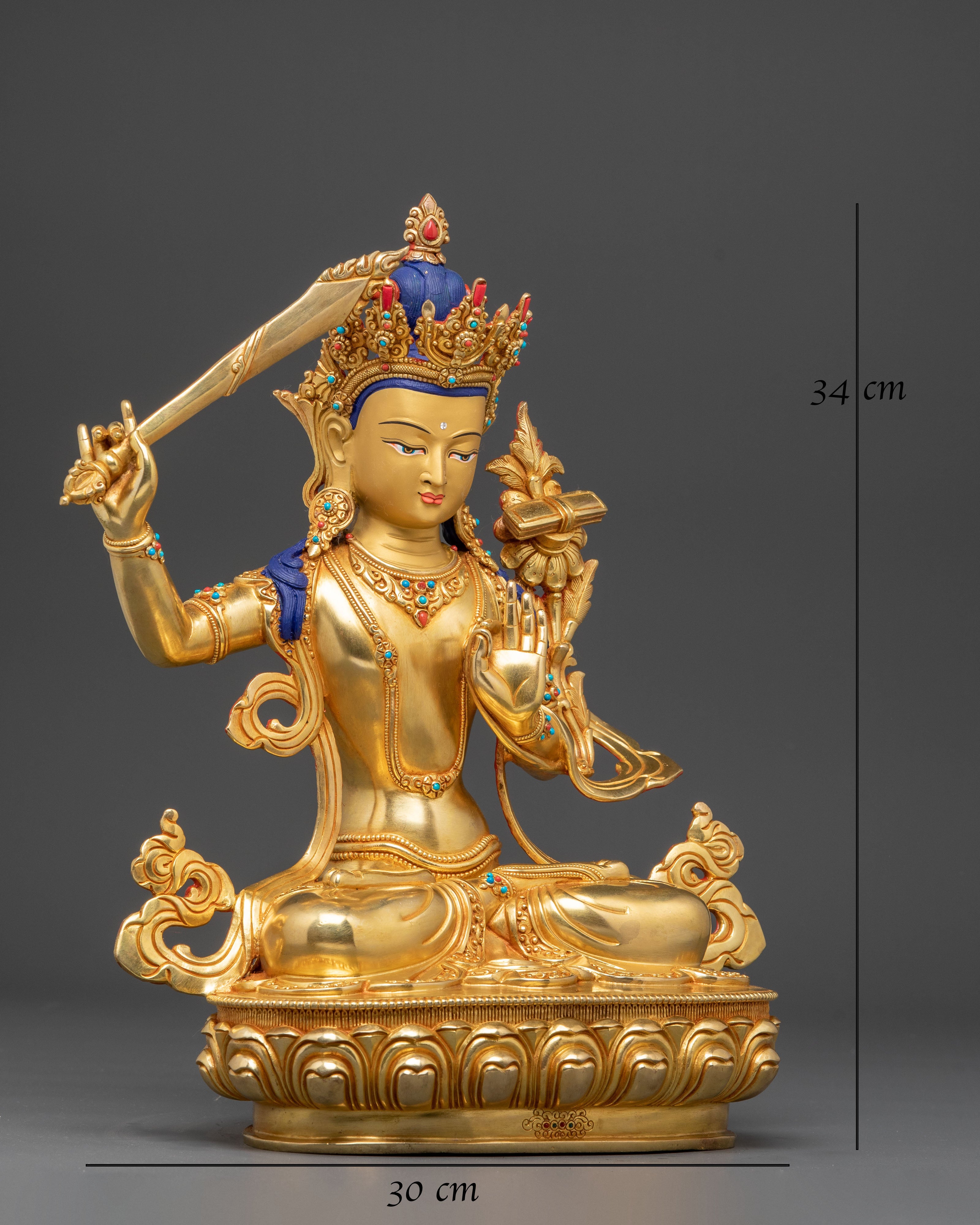 Handmade Figurine of Manjushri | Wisdom Bodhisattva Sculpture