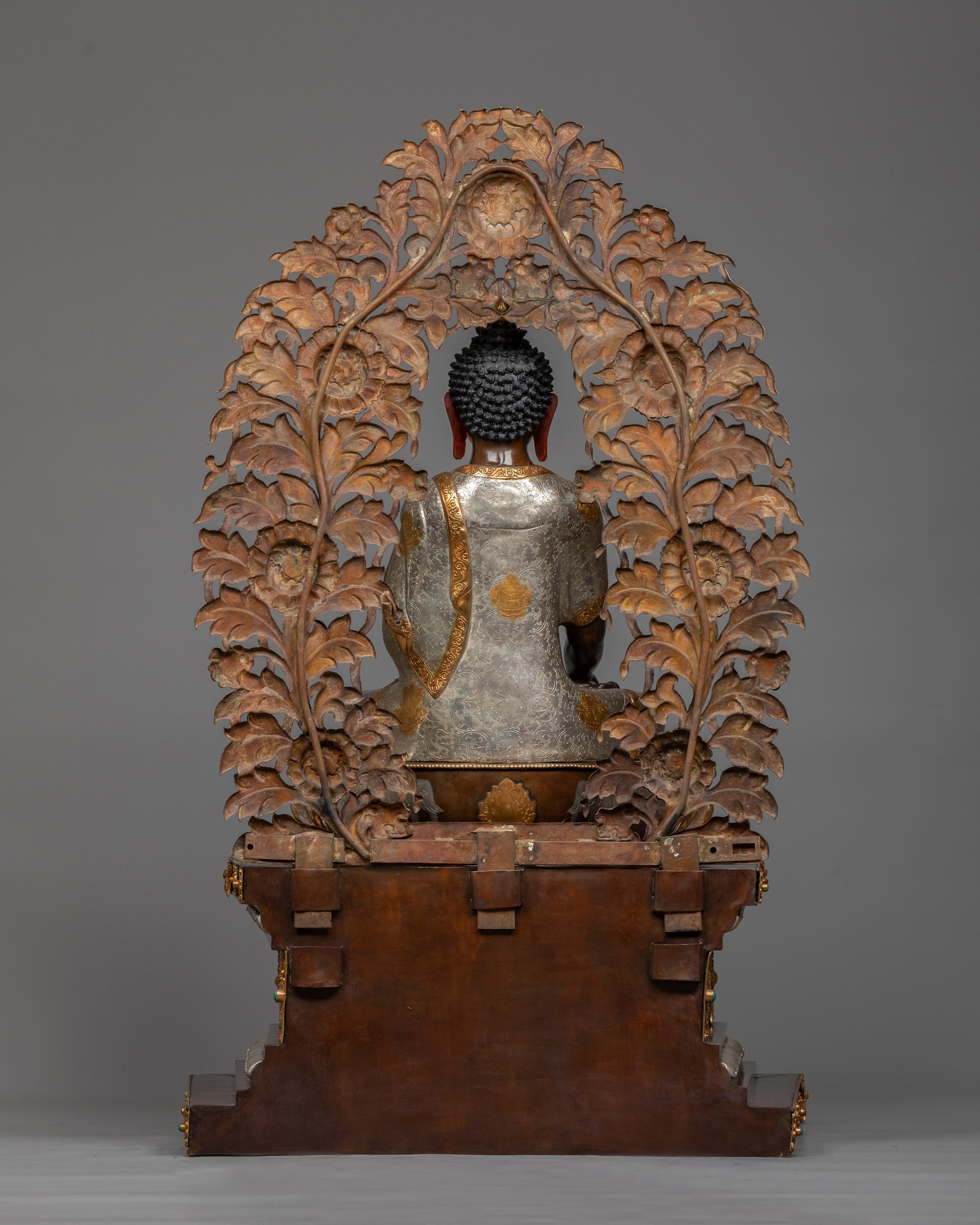 Shakyamuni Buddha on Throne Copper Statue | Majestic Enlightenment
