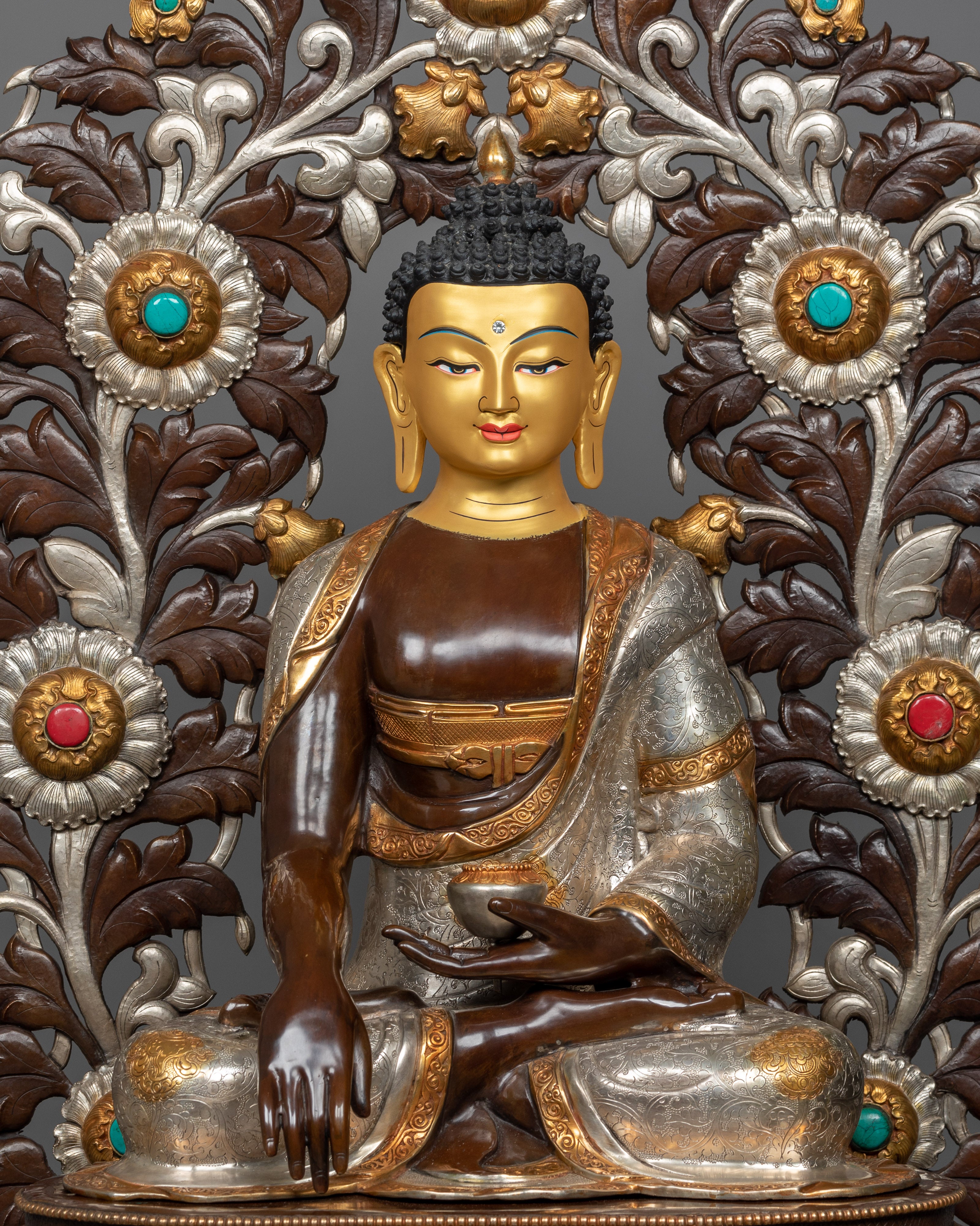 Shakyamuni Buddha on Throne Copper Statue | Majestic Enlightenment