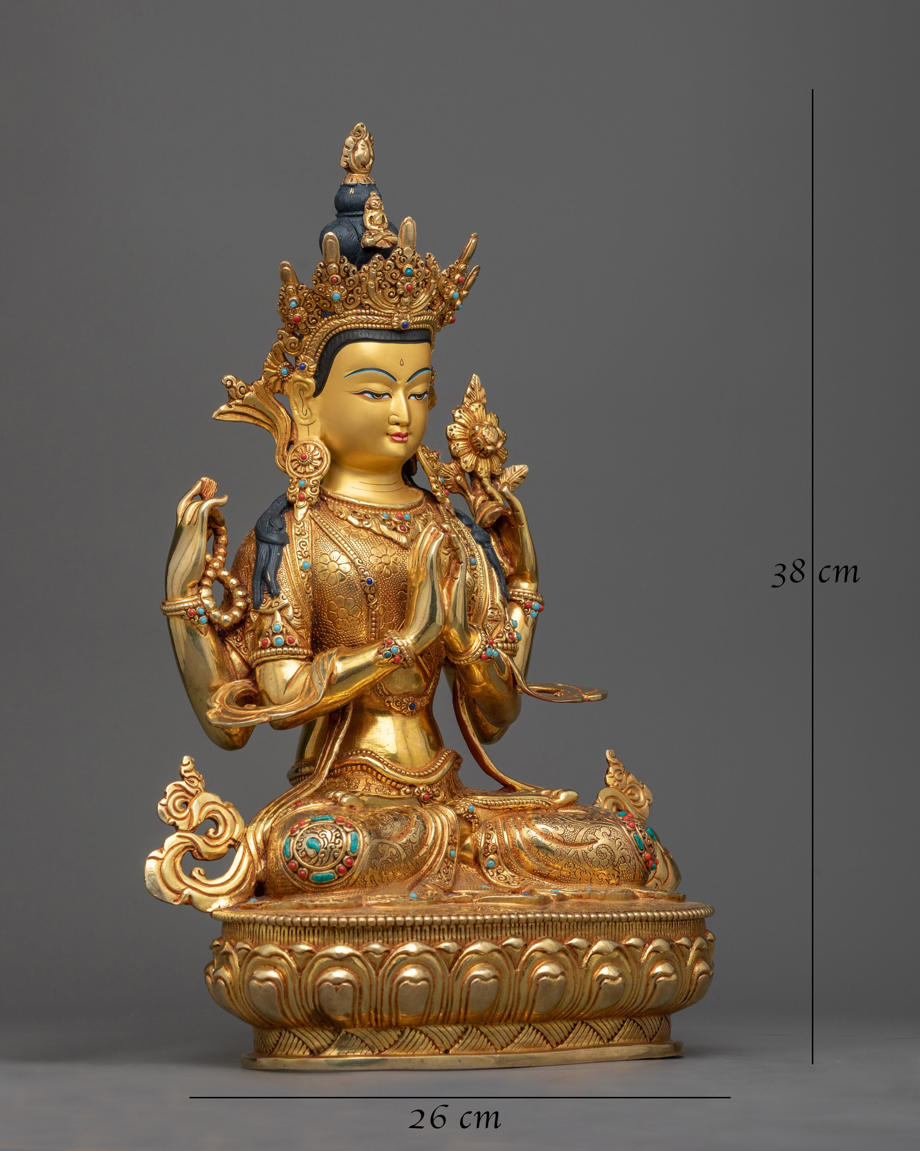 Copper statue of chenrezig