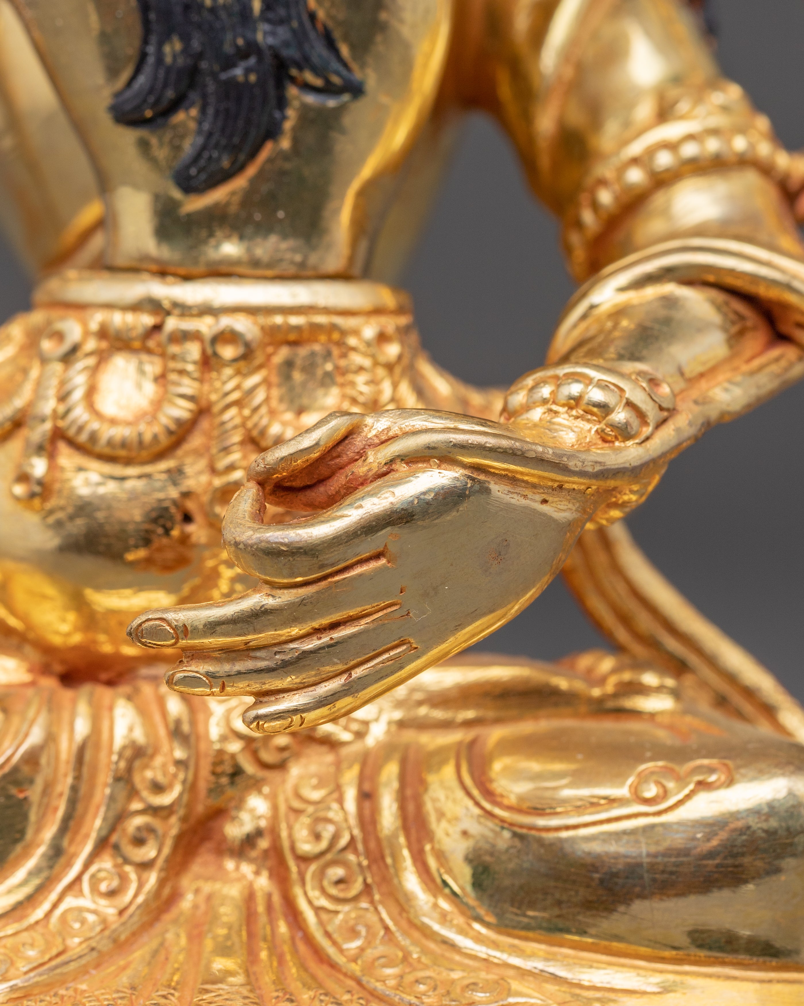 Handcrafted Copper Sculpture of Bodhisattva Manjushri