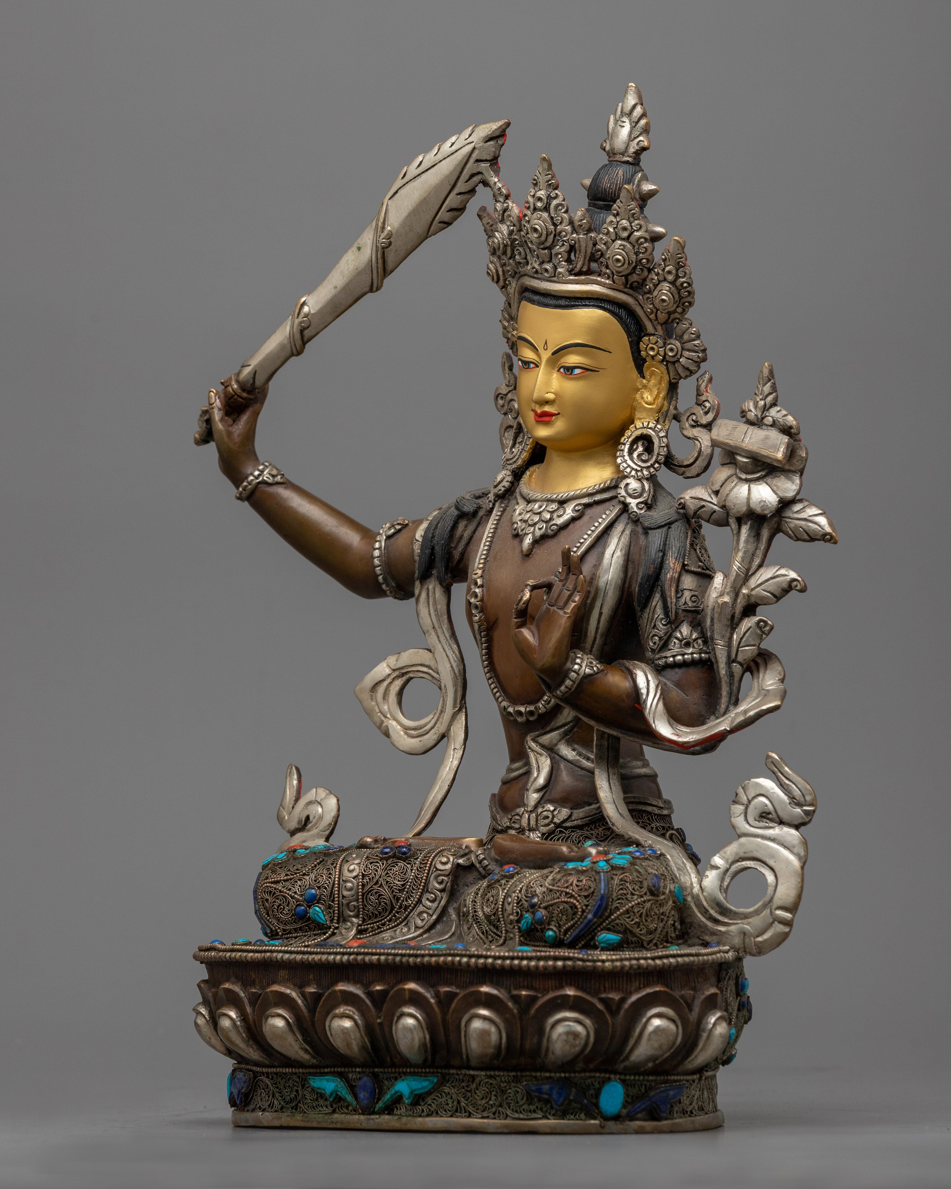 wisdom deity manjushri sculpture