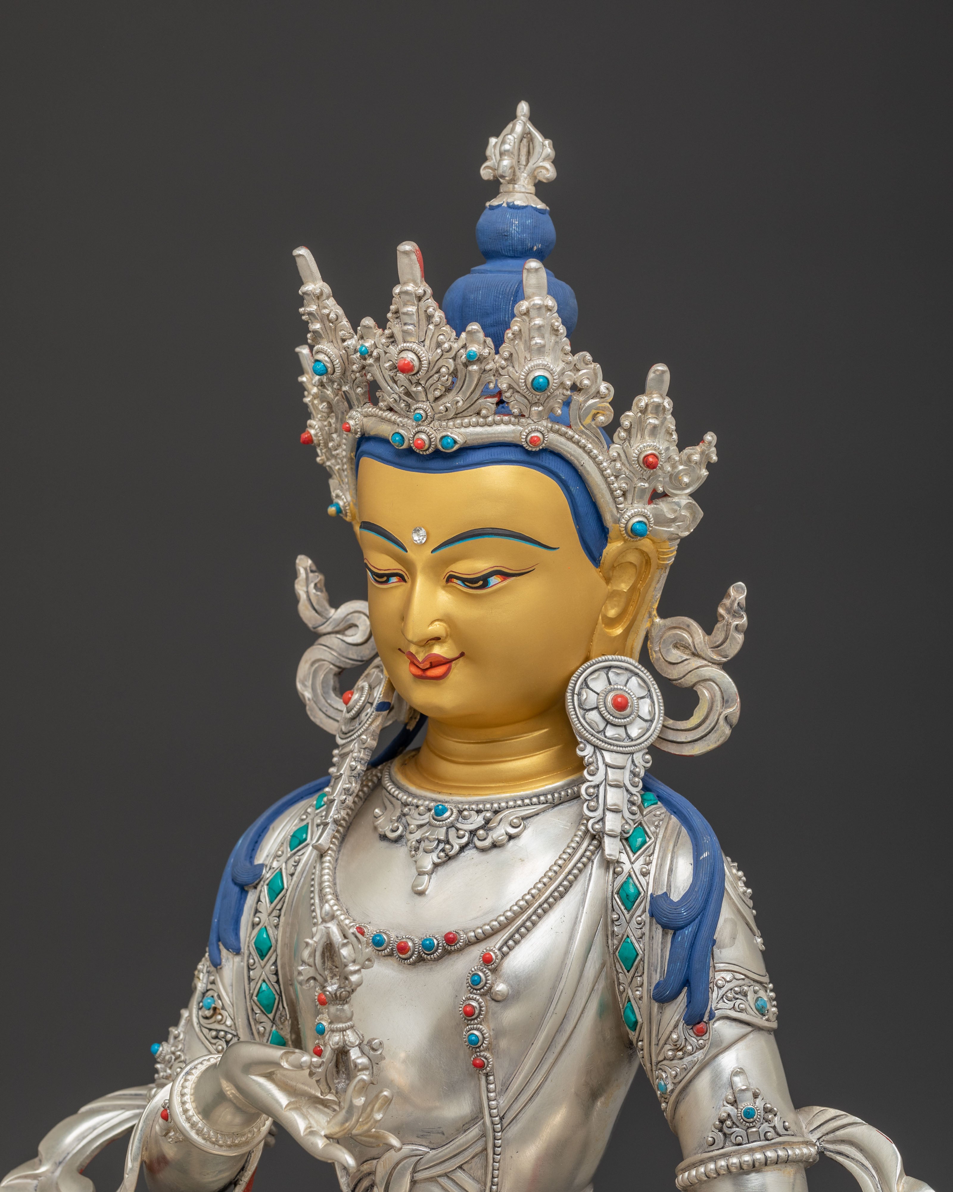 Silver Vajrasattva Statue: Bodhisattva of Purification