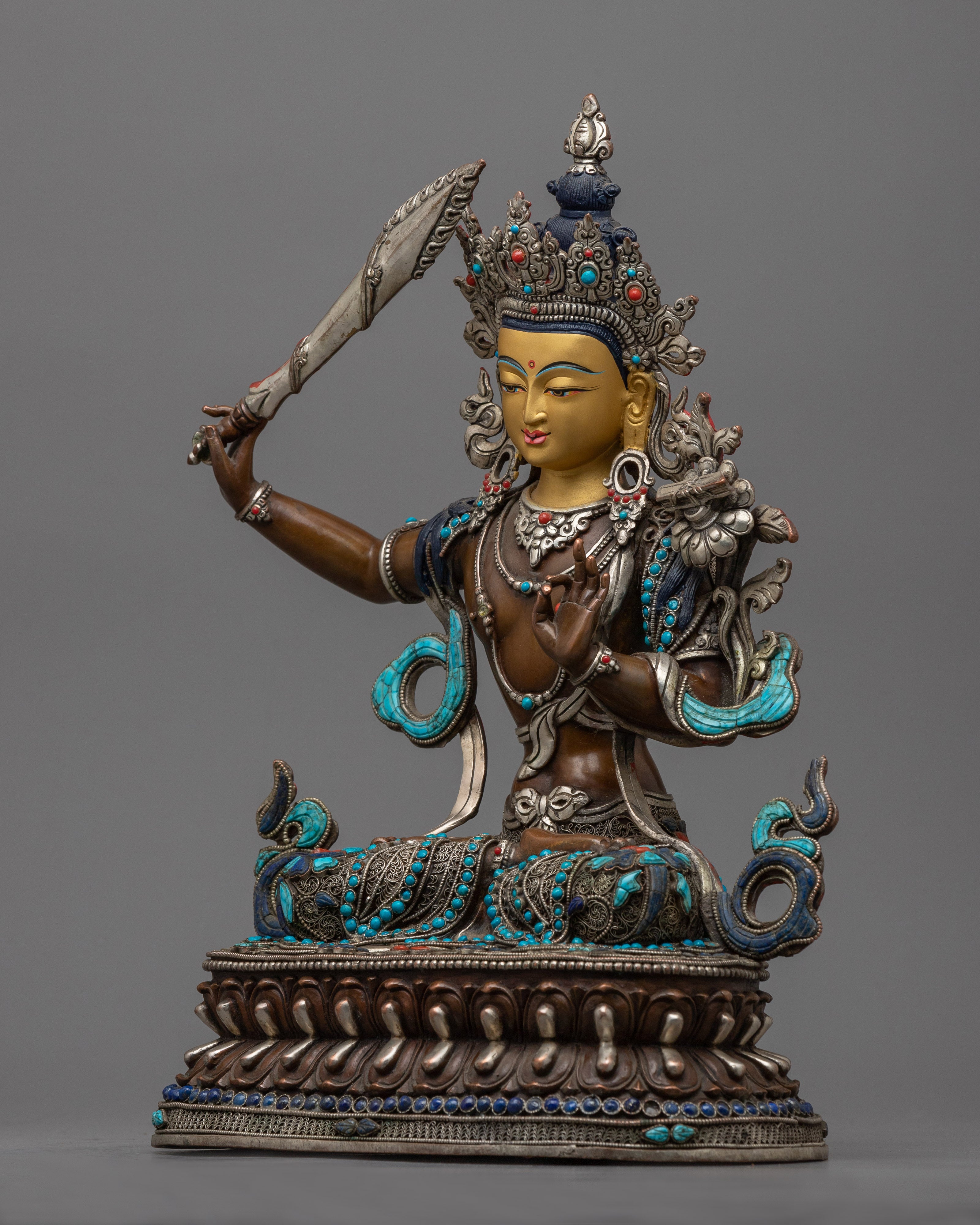 manjushri-sculpture with gemstones