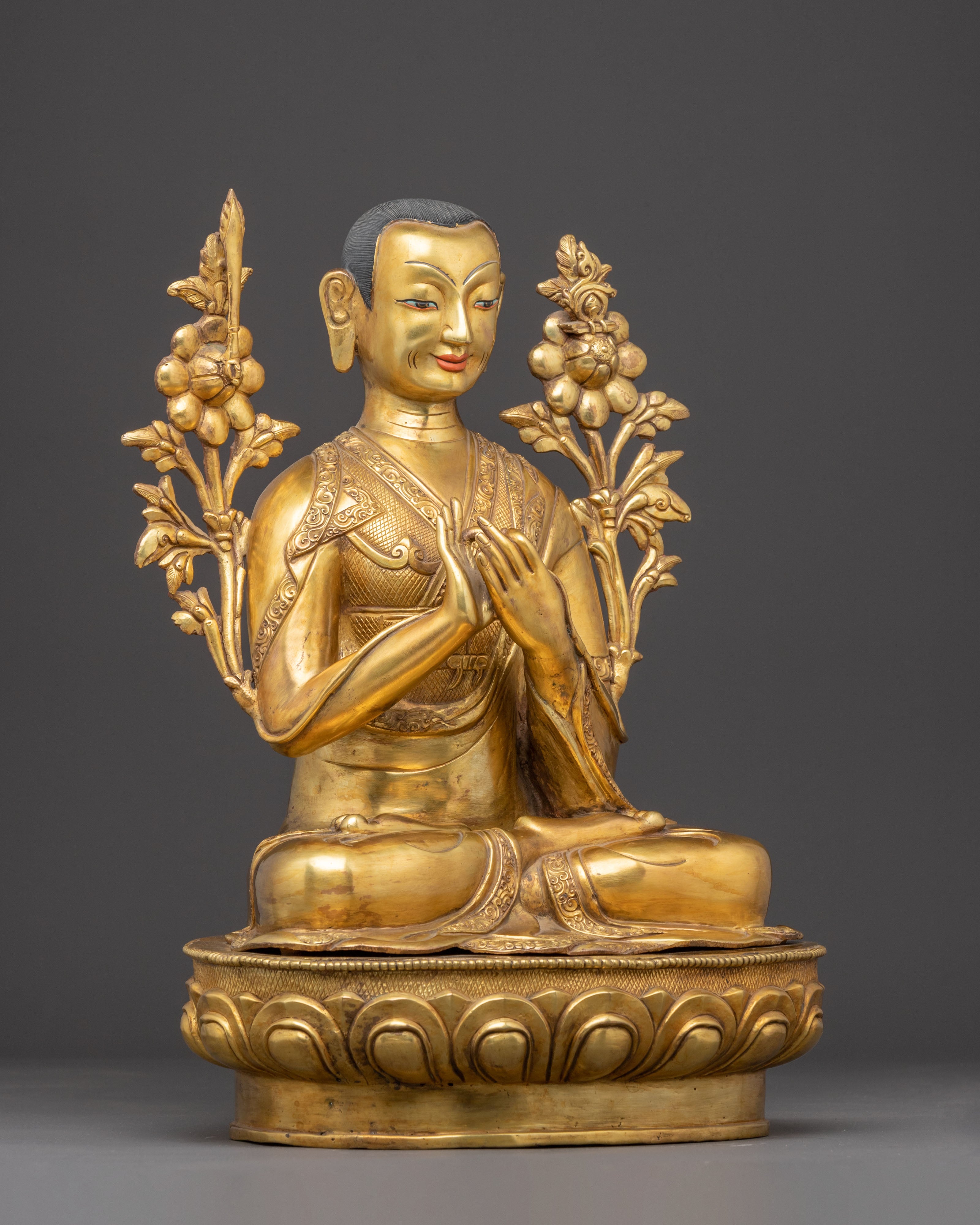 Traditional Statue of Tshongkhapa and His Disciples | Tibetan Master and Followers