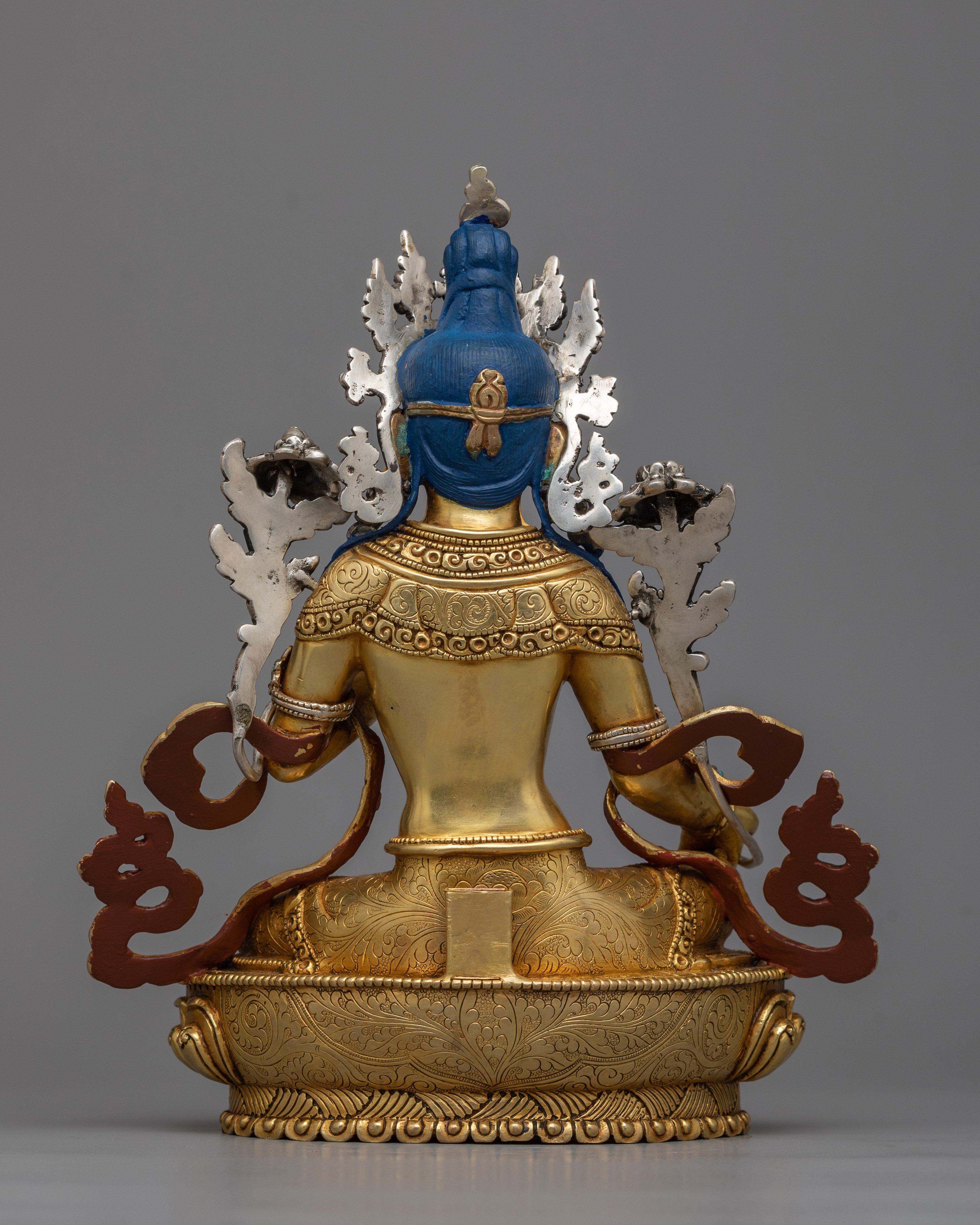 Beautiful Statue of Green Tara | Protector in Lustrous Gold & Silver