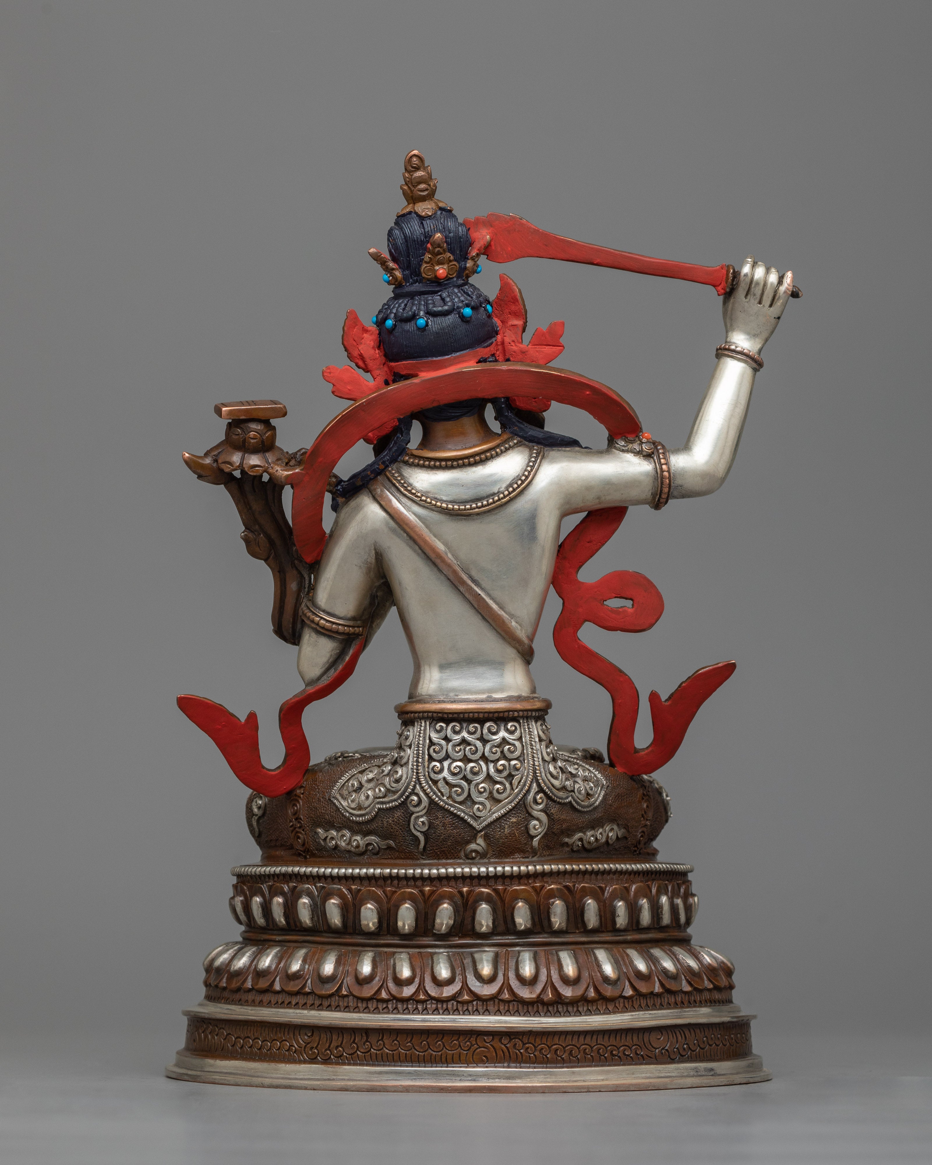 Handcrafted Manjushri Statue | Silver and Gold Splendor
