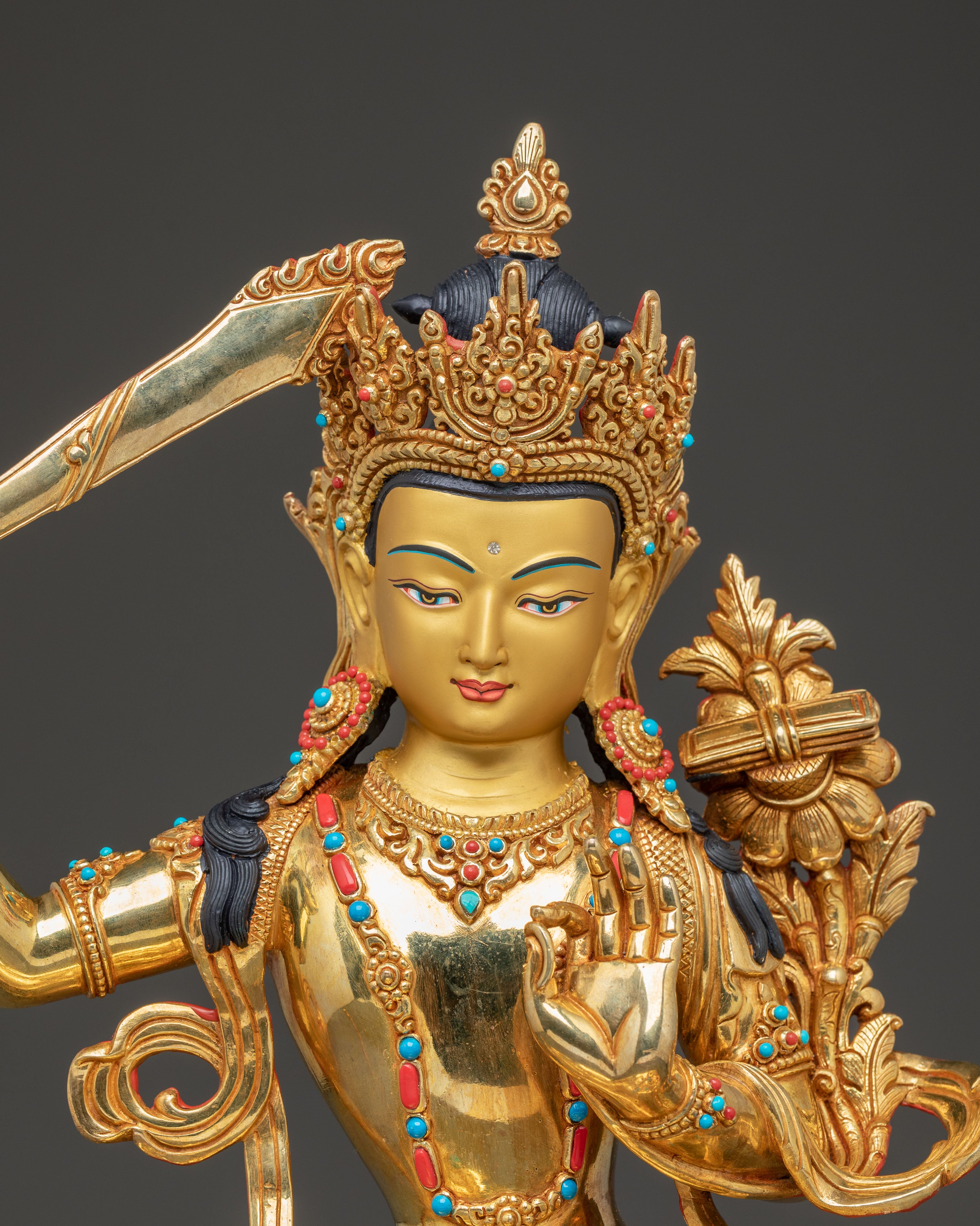 Handcrafted Nepalese-Crafted Manjushri Statue | Buddhist Deity of Wisdom