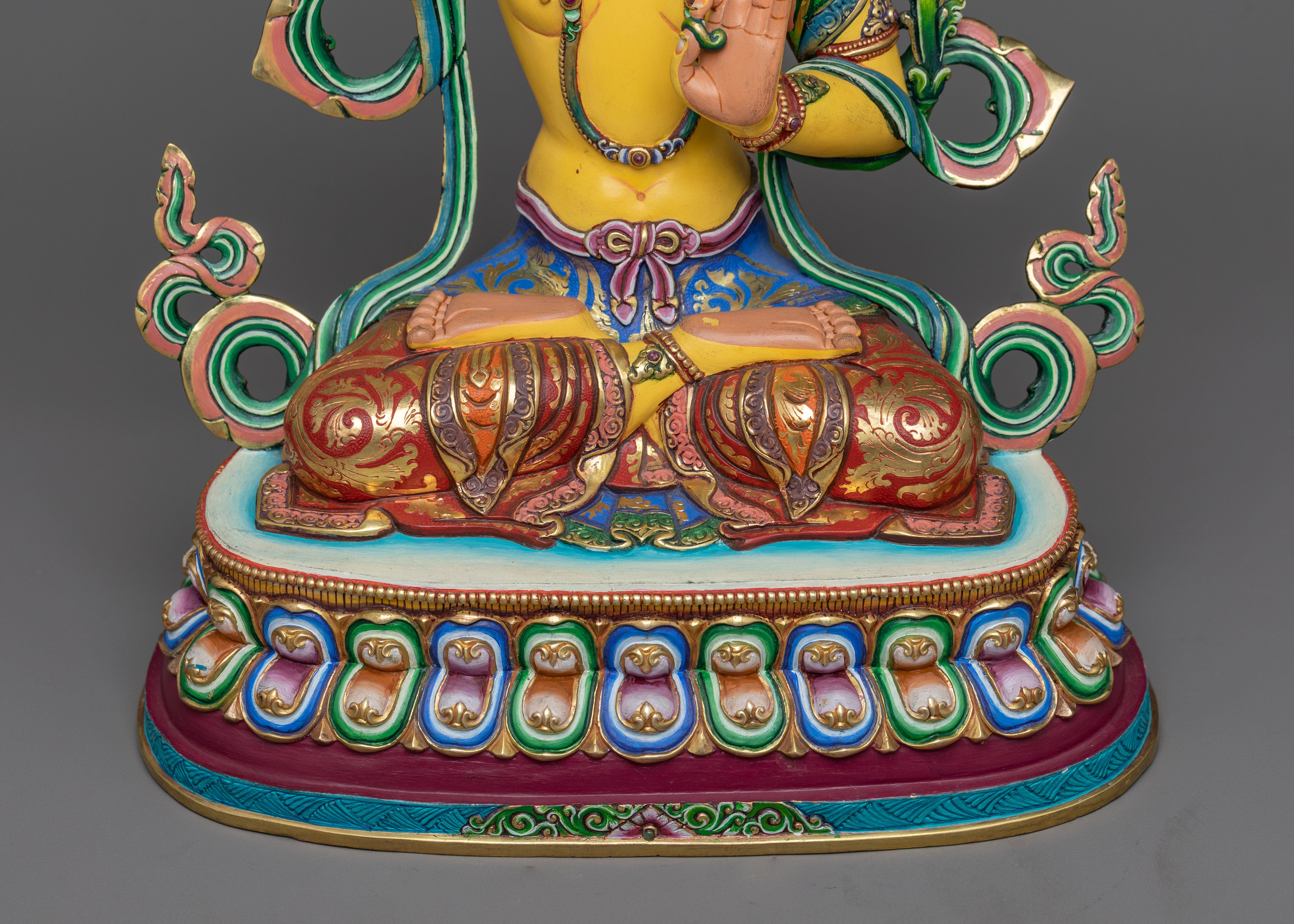 Radiant Colorful Manjushri Sculpture | Beacon of Transcendent Wisdom