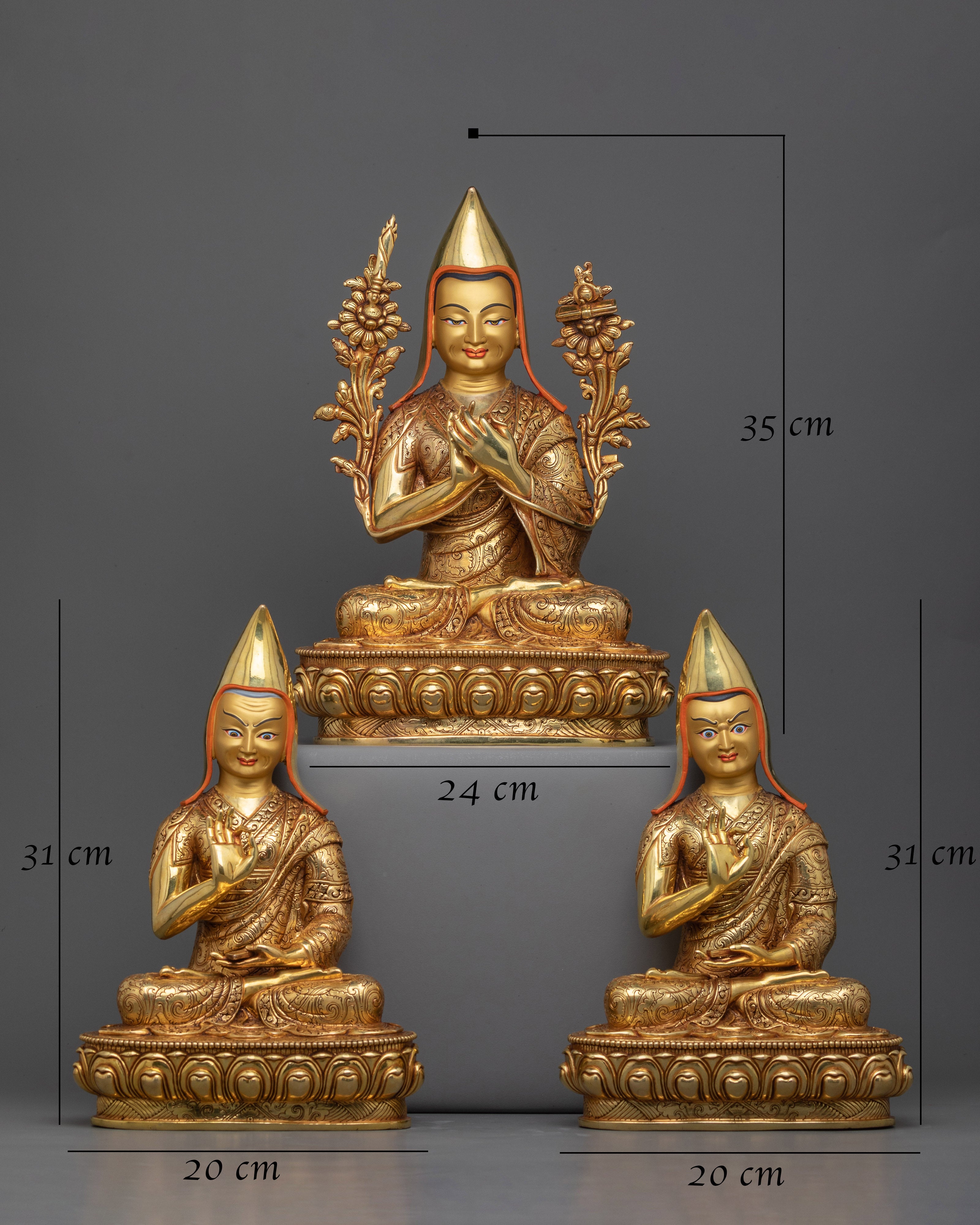 Gelug Masters Set | Exquisite Statues of Tsongkhapa and His Disciples