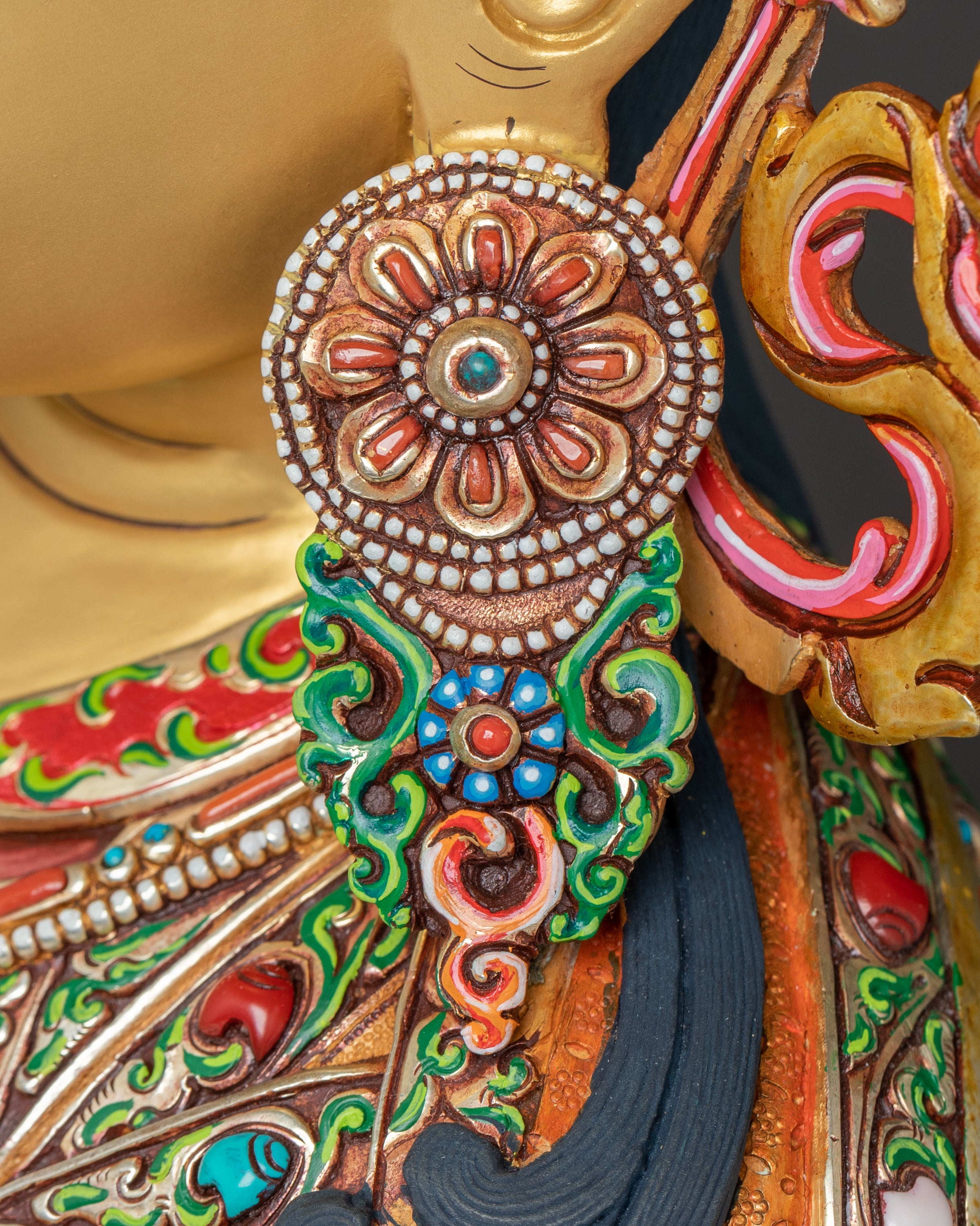 Handmade Padmasambhava Statue With Consorts