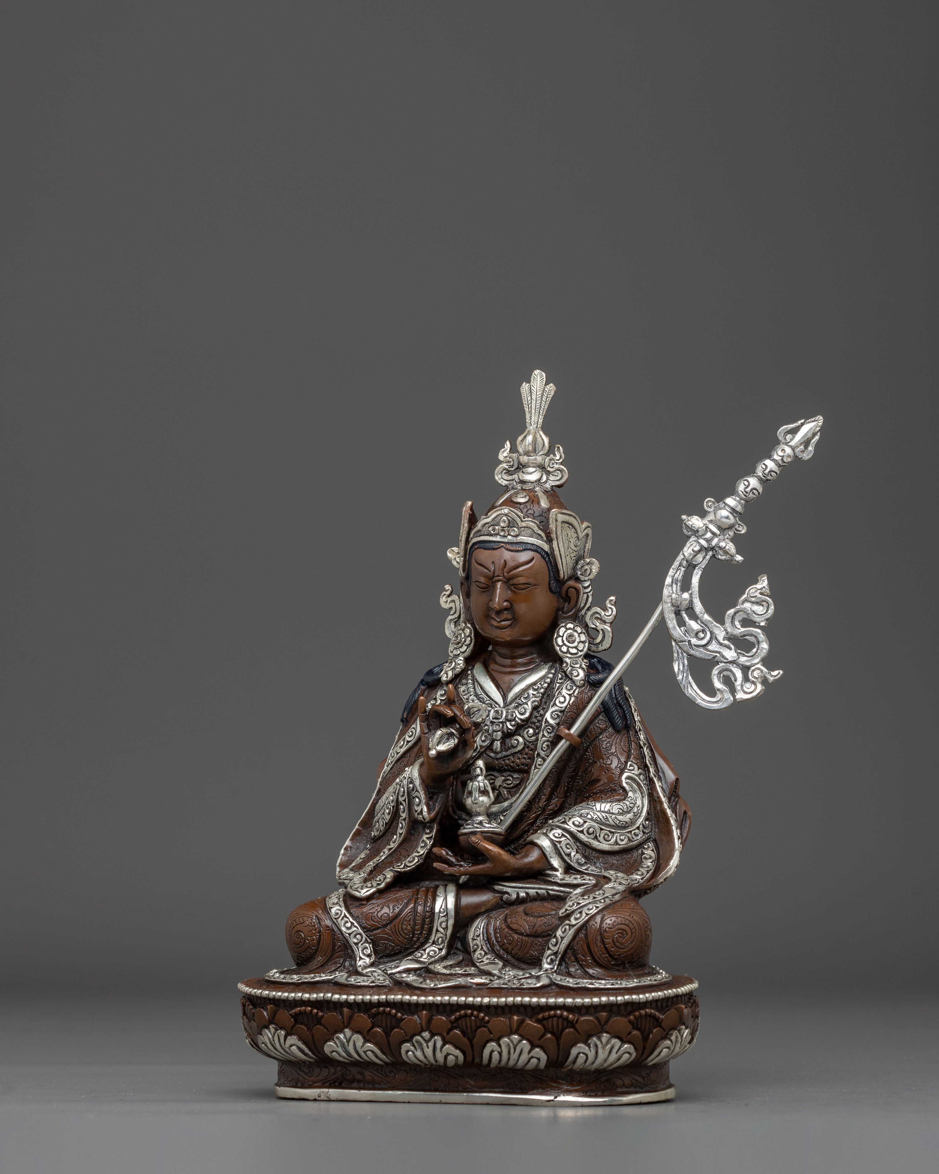 Handmade Oxidized Himalayan Guru Tsokye Statue | Meditation, Spiritual Decor