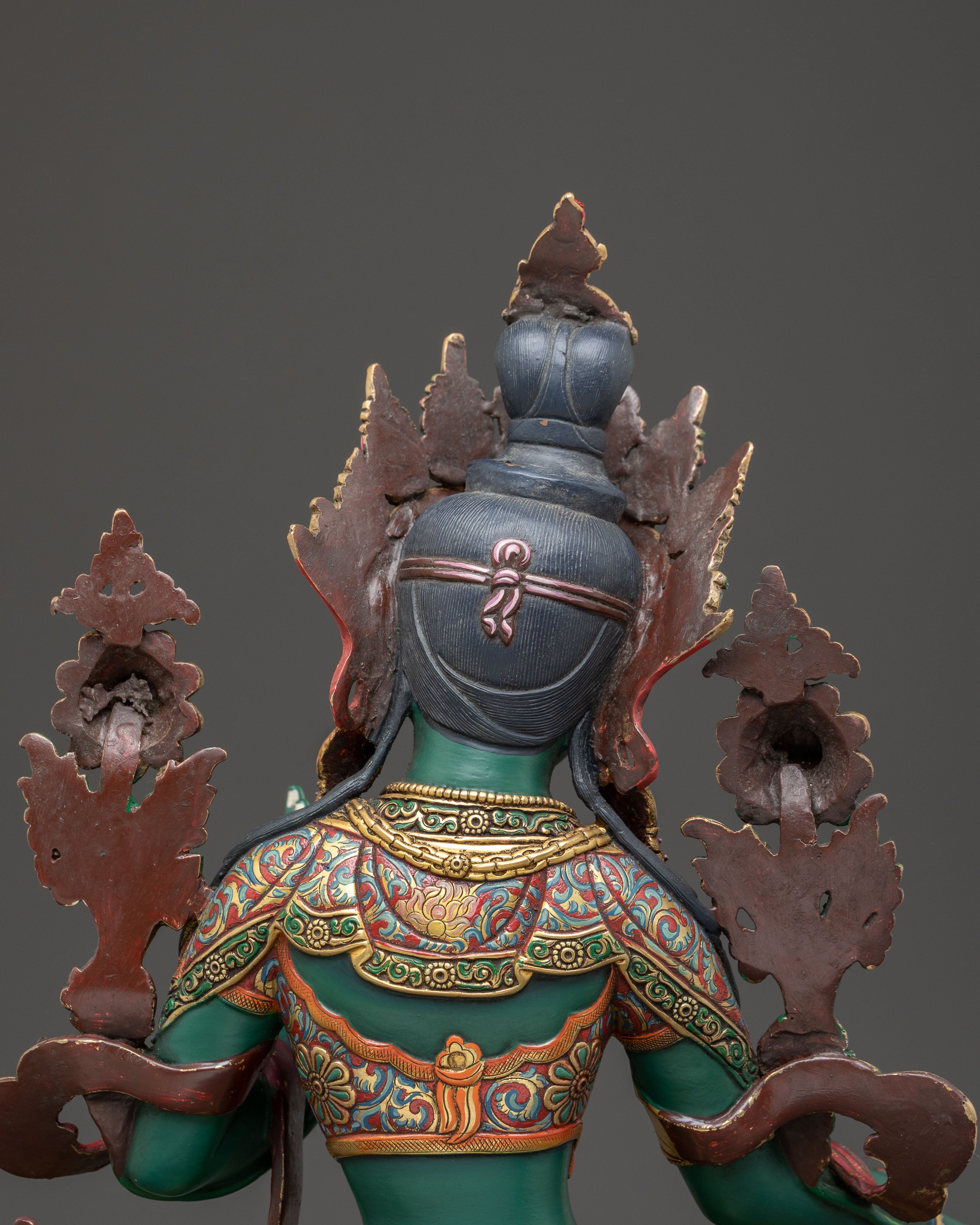 Colourful Green Tara Copper Statue | Compassion Goddess