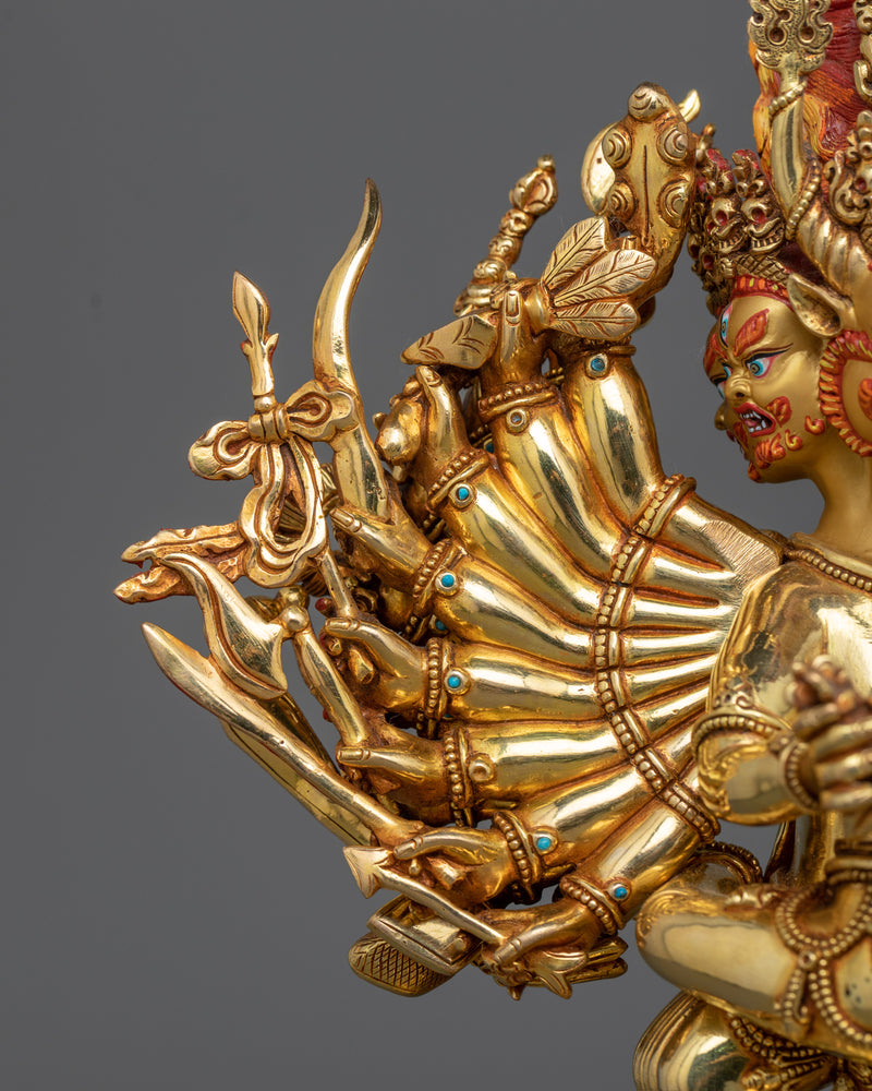 Yamantaka with His Consort Statue | Embodying Divine Protection and Union